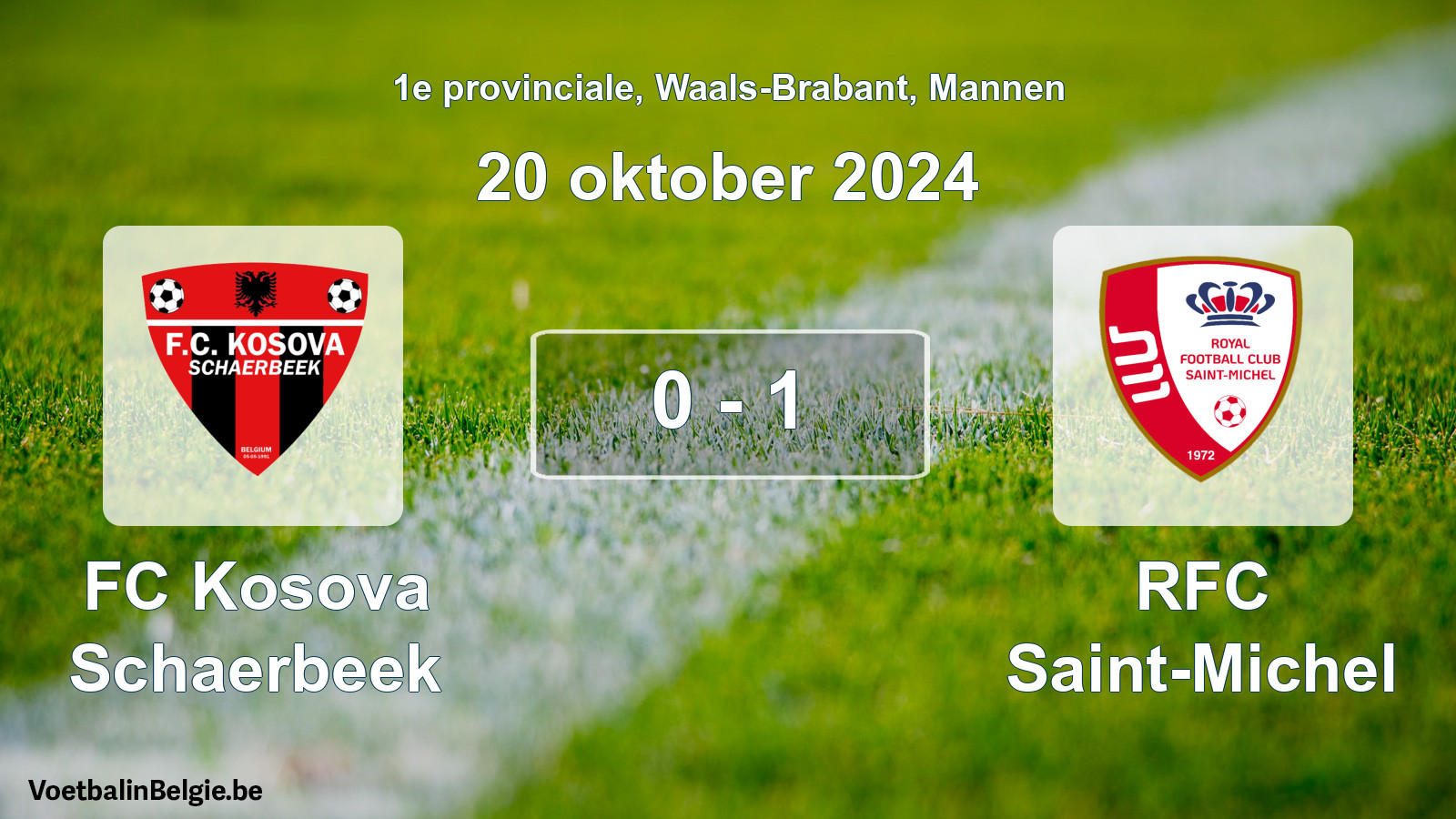 Gespeelde wedstrijd mannenvoetbal: FC Kosova Schaerbeek - RFC Saint-Michel 0 - 1 (20 oktober 2024)