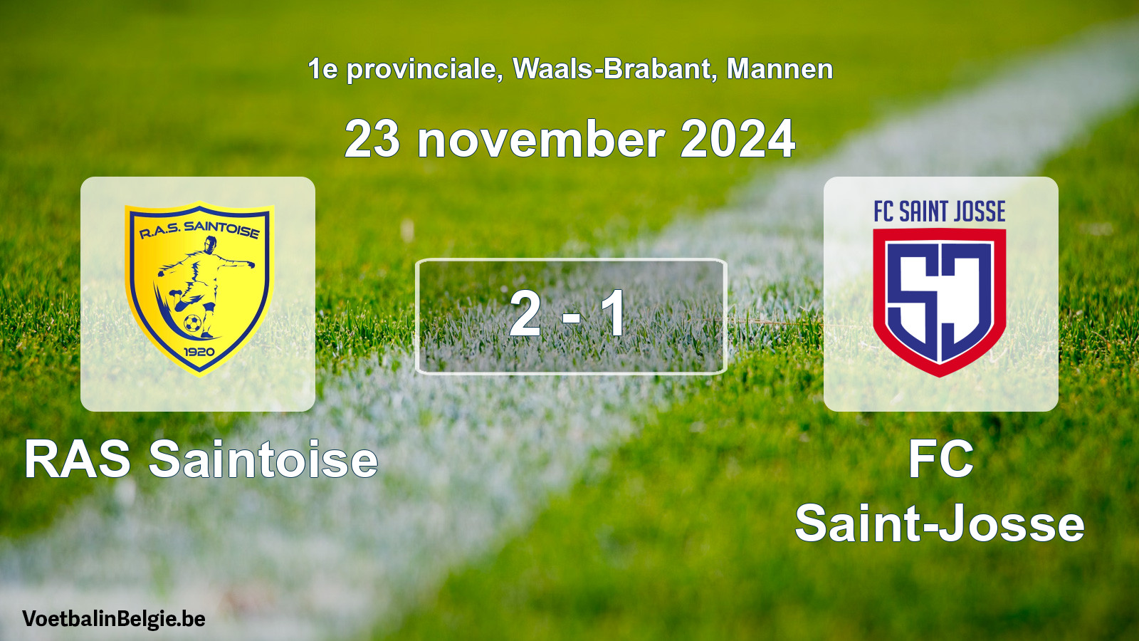 Gespeelde wedstrijd mannenvoetbal: RAS Saintoise - FC Saint-Josse 2 - 1 (23 november 2024)