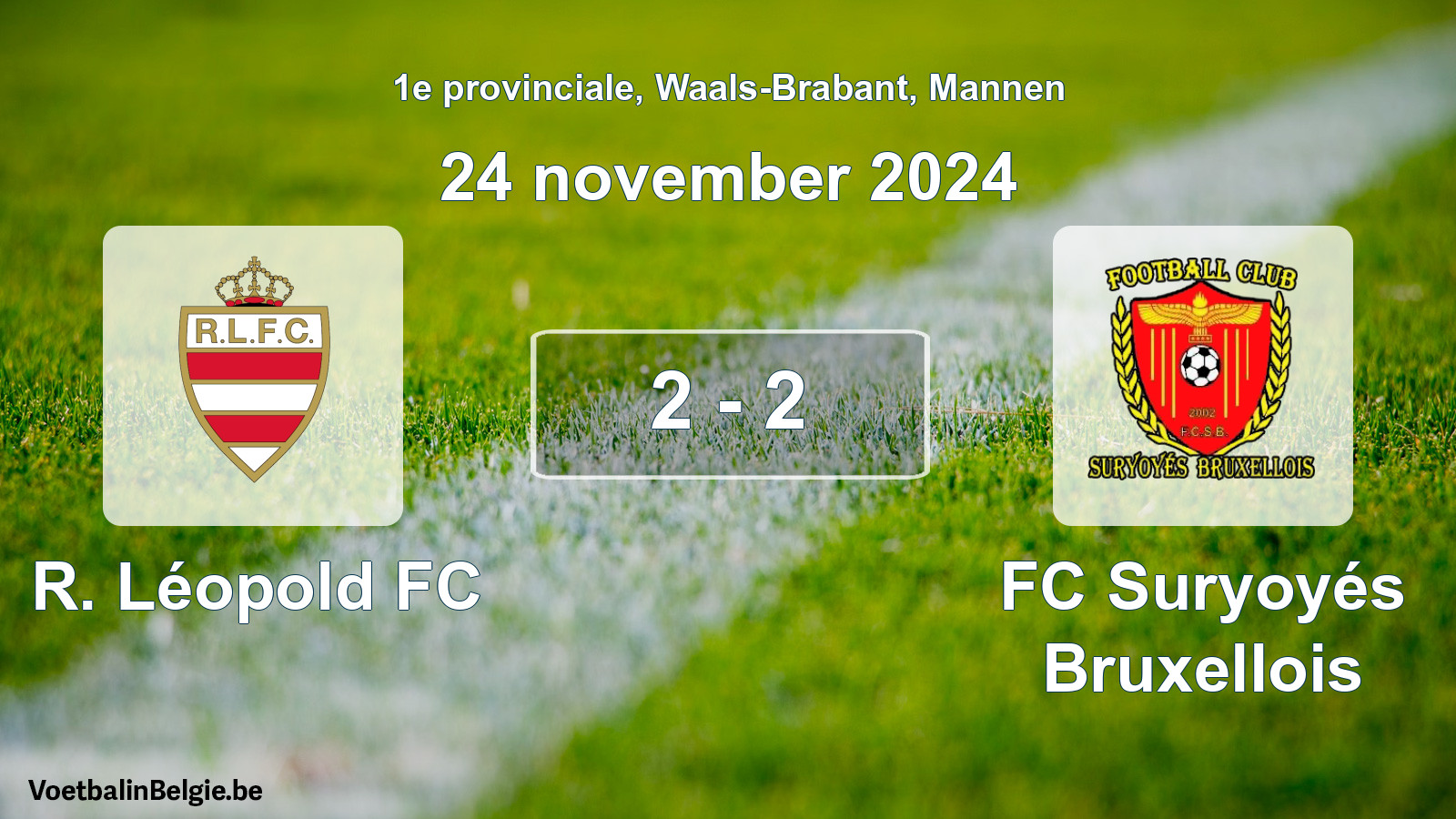 Gespeelde wedstrijd mannenvoetbal: R. Léopold FC - FC Suryoyés Bruxellois 2 - 2 (24 november 2024)