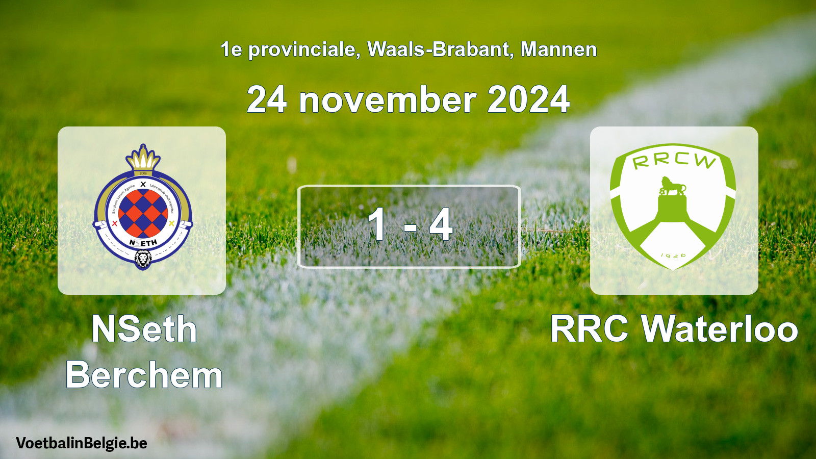 Gespeelde wedstrijd mannenvoetbal: NSeth Berchem - RRC Waterloo 1 - 4 (24 november 2024)