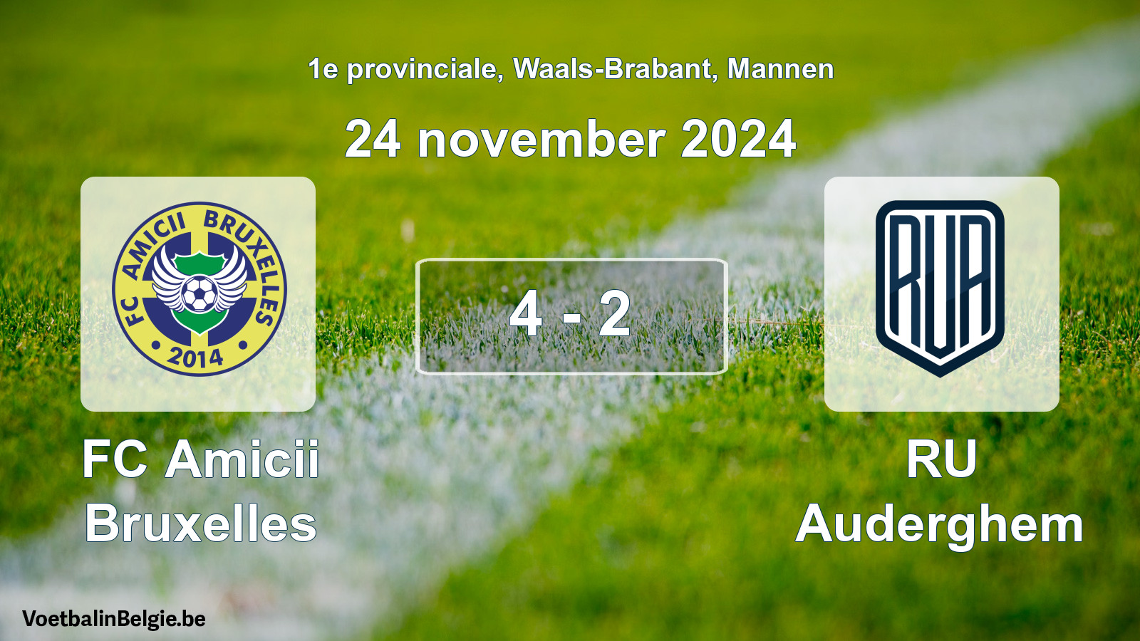 Gespeelde wedstrijd mannenvoetbal: FC Amicii Bruxelles - RU Auderghem 4 - 2 (24 november 2024)