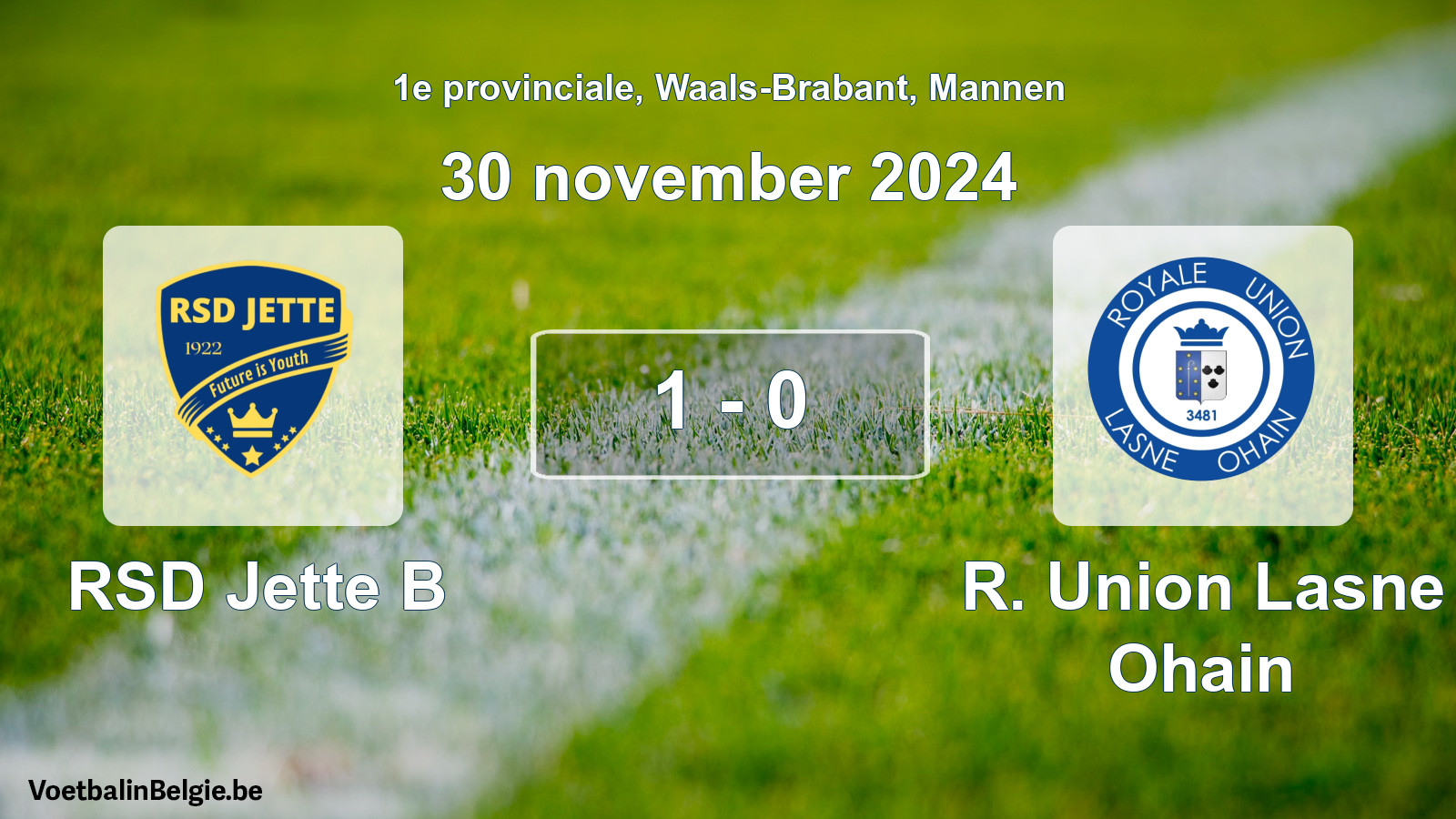 Gespeelde wedstrijd mannenvoetbal: RSD Jette B - R. Union Lasne Ohain 1 - 0 (30 november 2024)