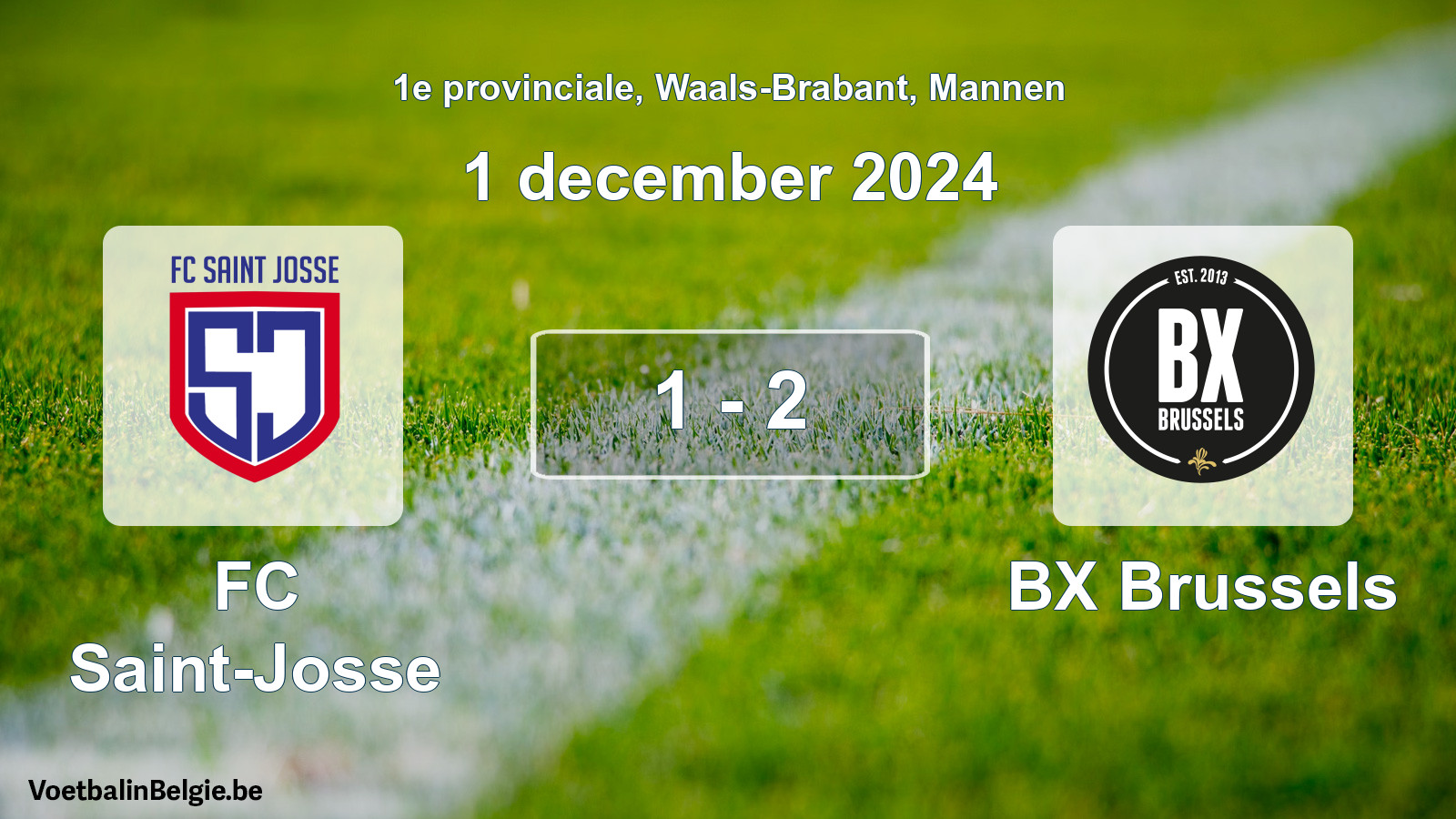 Gespeelde wedstrijd mannenvoetbal: FC Saint-Josse - BX Brussels 1 - 2 (1 december 2024)