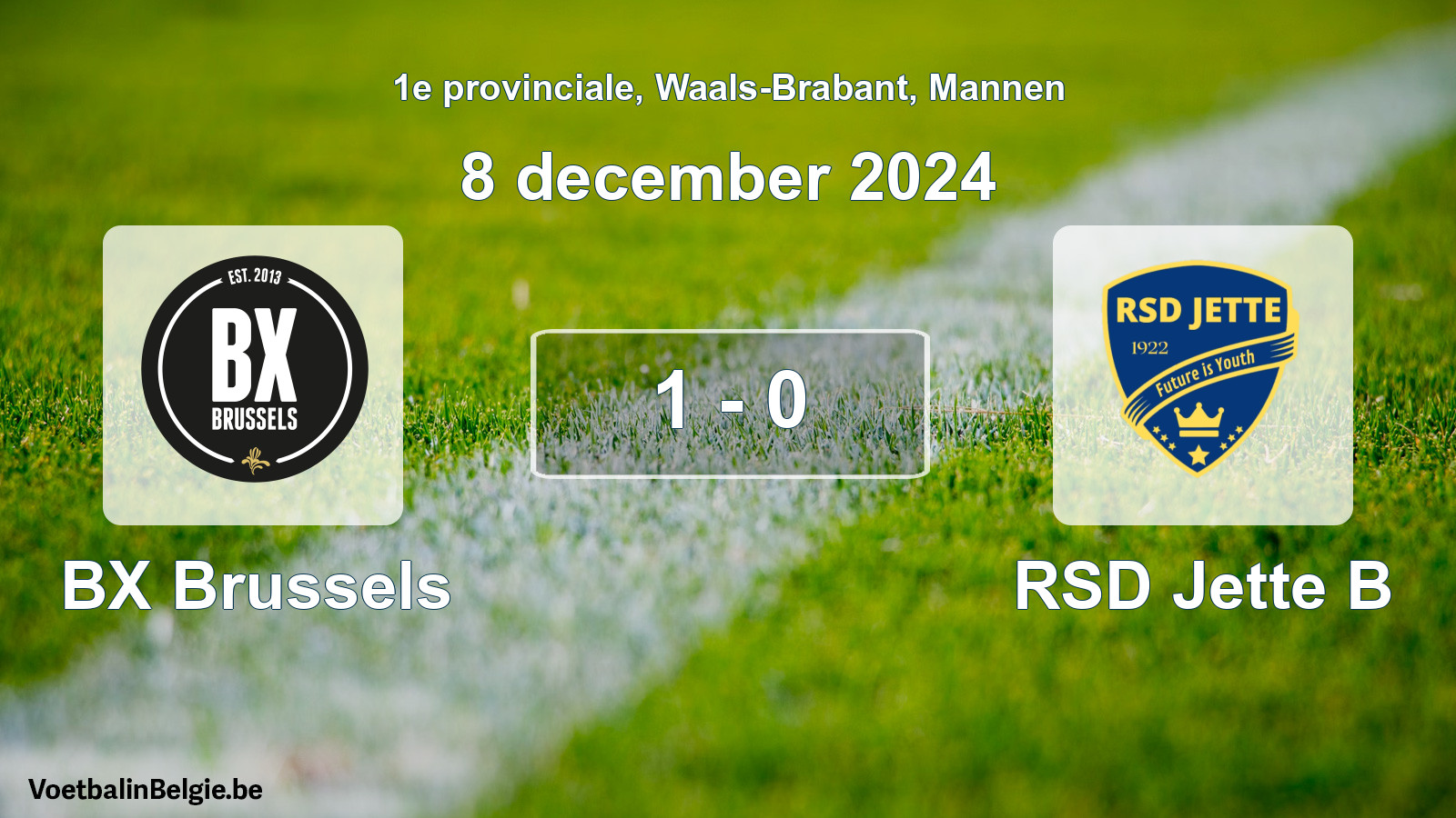 Gespeelde wedstrijd mannenvoetbal: BX Brussels - RSD Jette B 1 - 0 (8 december 2024)