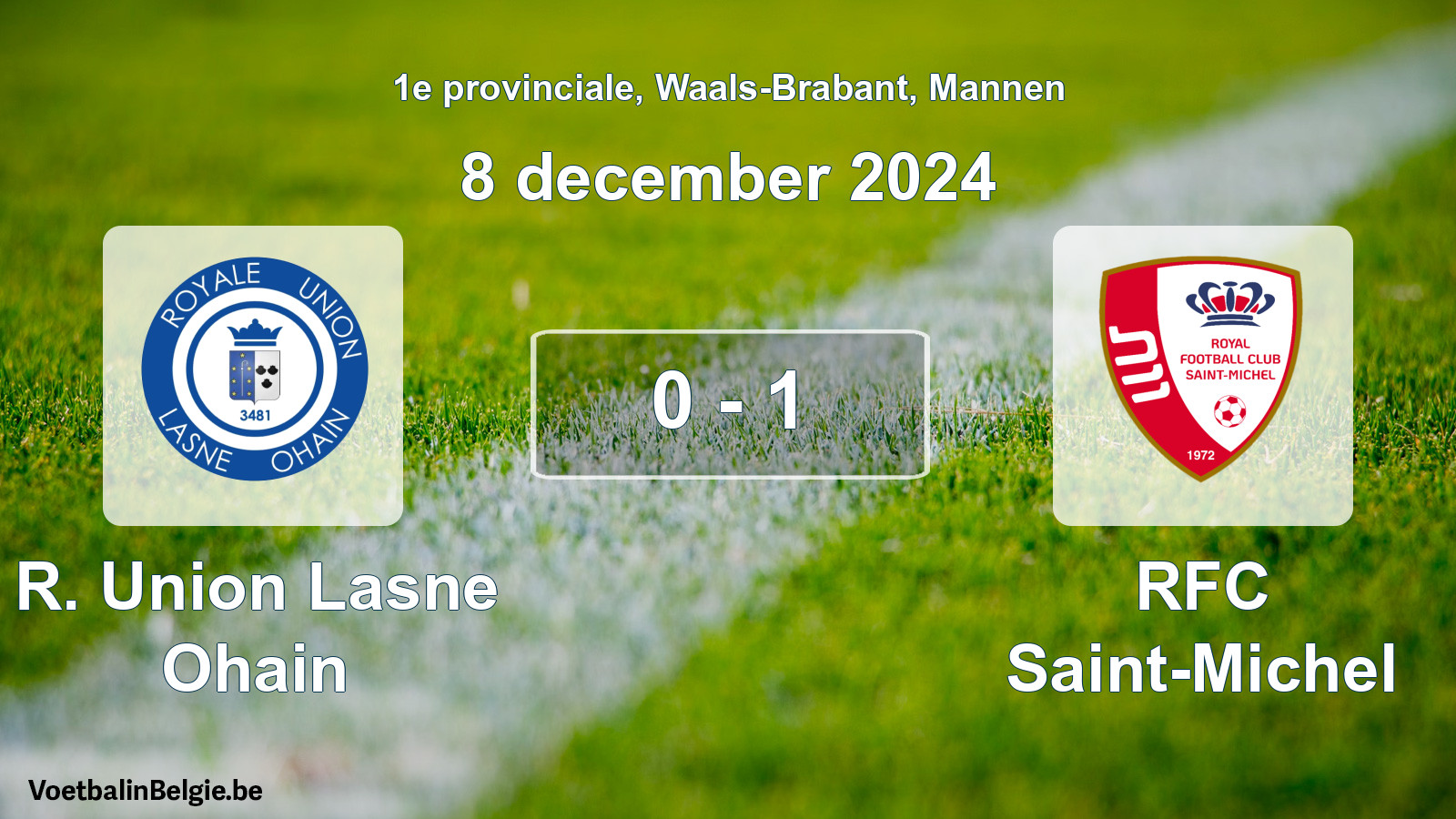 Gespeelde wedstrijd mannenvoetbal: R. Union Lasne Ohain - RFC Saint-Michel 0 - 1 (8 december 2024)