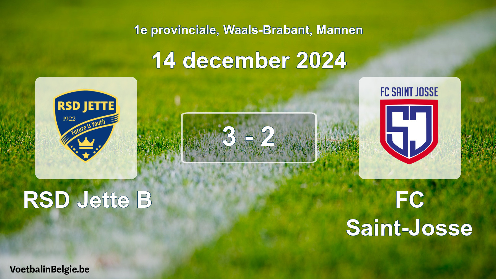 Gespeelde wedstrijd mannenvoetbal: RSD Jette B - FC Saint-Josse 3 - 2 (14 december 2024)