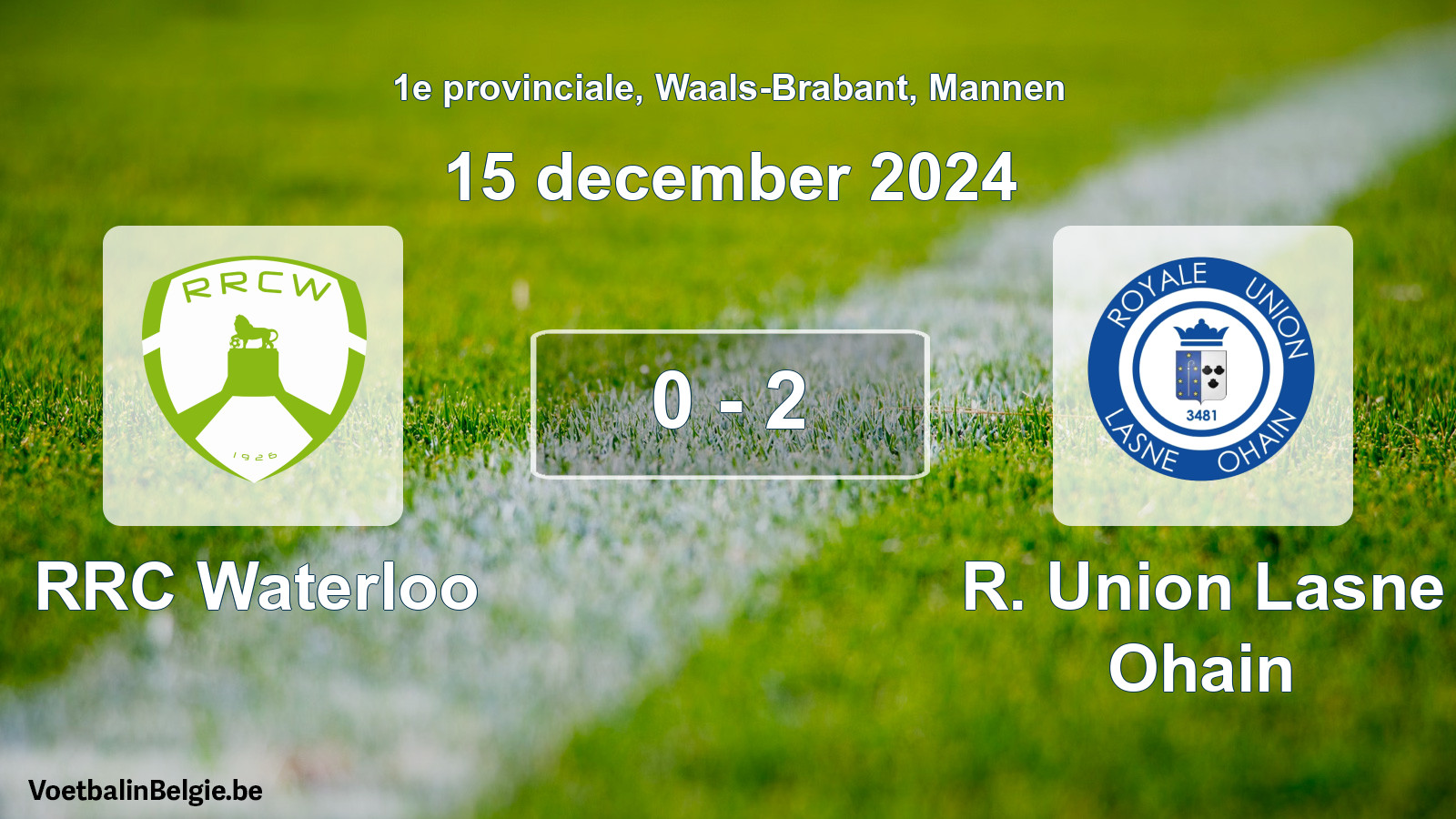 Gespeelde wedstrijd mannenvoetbal: RRC Waterloo - R. Union Lasne Ohain 0 - 2 (15 december 2024)