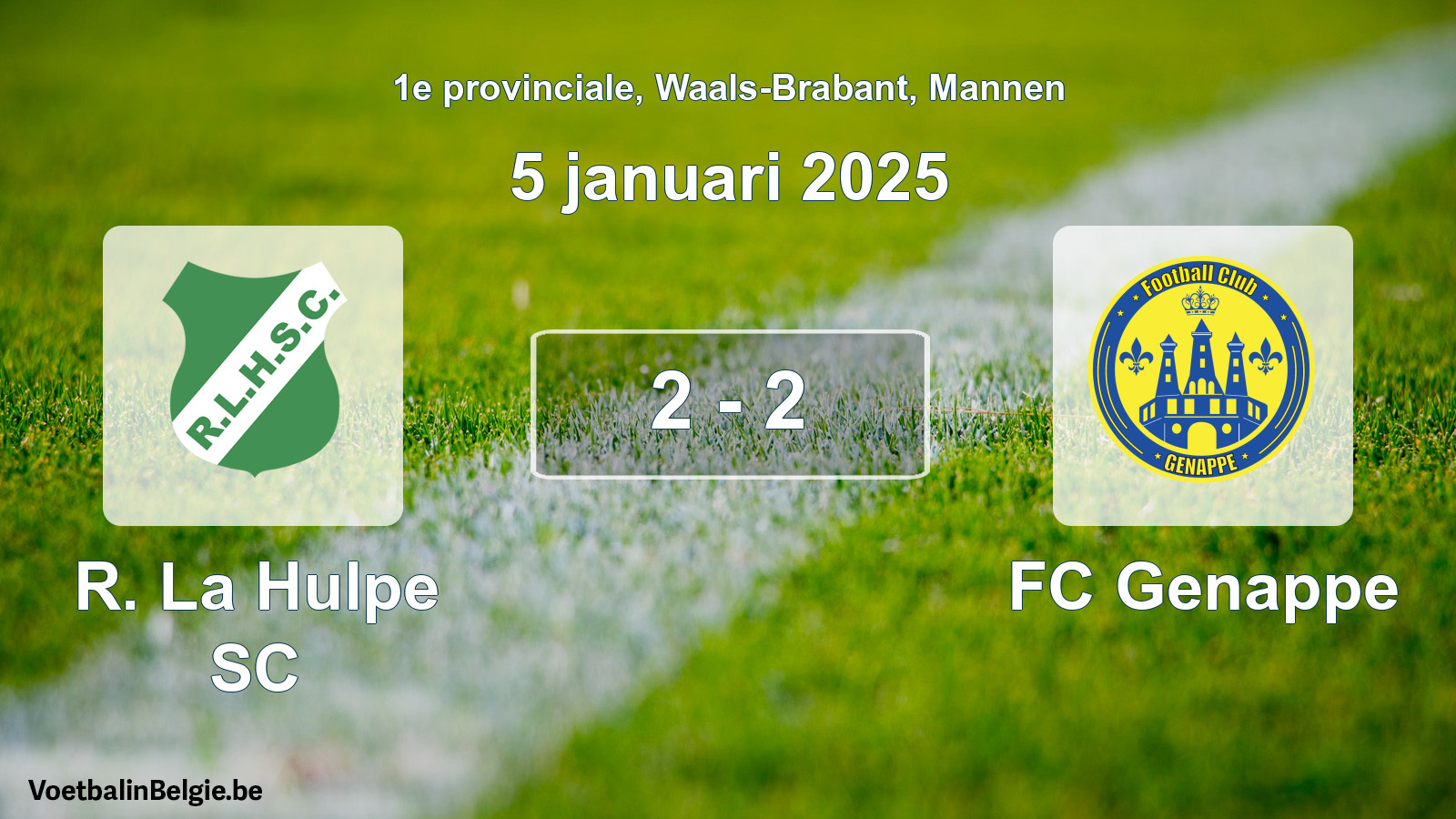 Gespeelde wedstrijd mannenvoetbal: R. La Hulpe SC - FC Genappe 2 - 2 (5 januari 2025)
