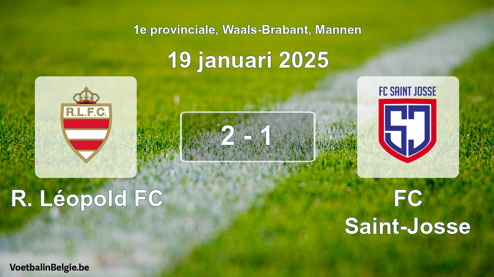 Gespeelde wedstrijd mannenvoetbal: R. Léopold FC - FC Saint-Josse 2 - 1 (19 januari 2025)