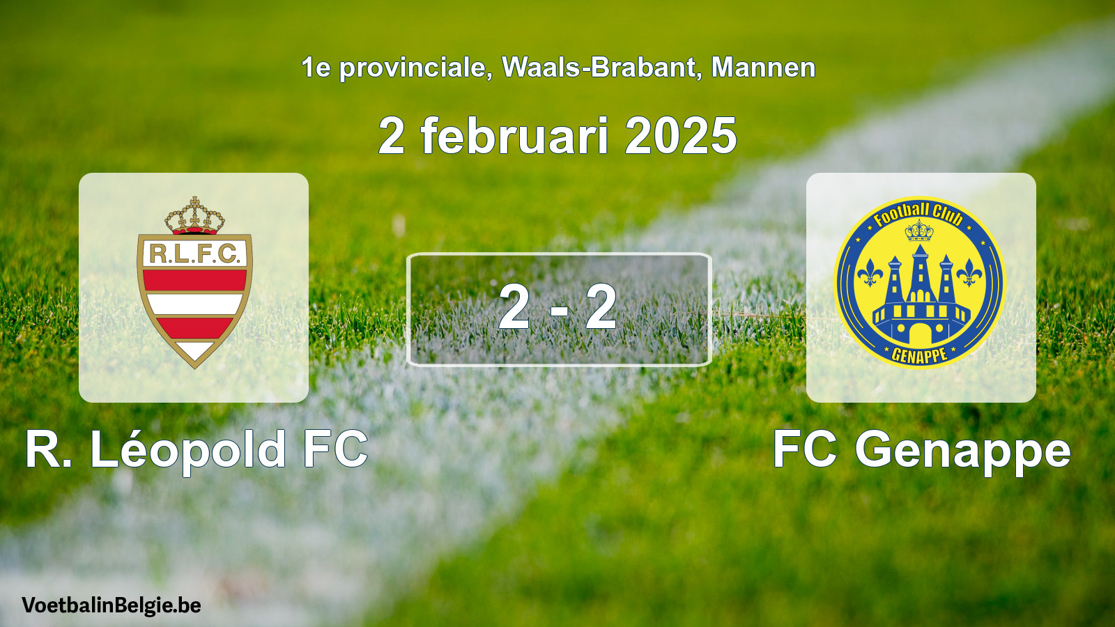 Gespeelde wedstrijd mannenvoetbal: R. Léopold FC - FC Genappe 2 - 2 (2 februari 2025)