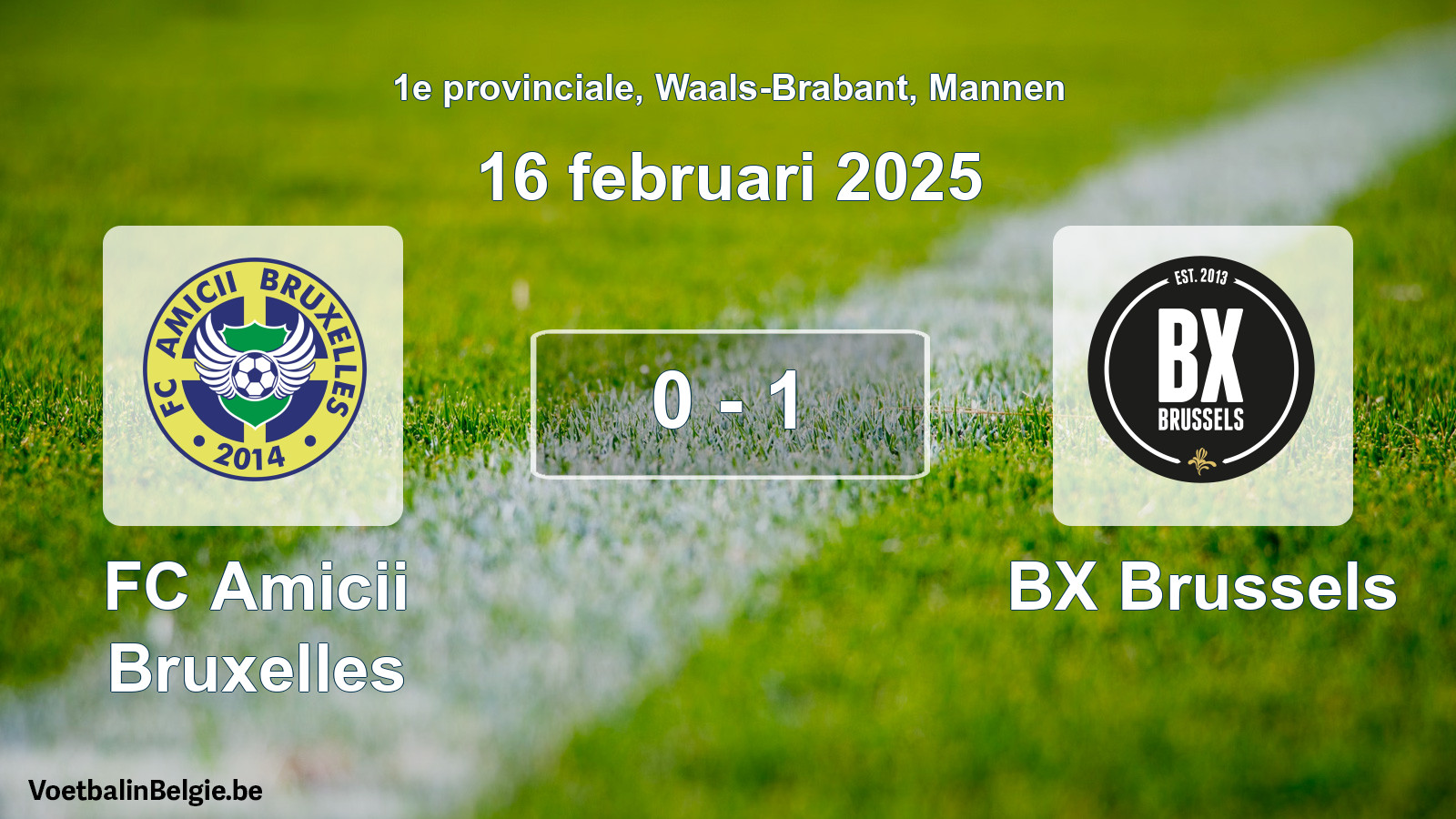 Gespeelde wedstrijd mannenvoetbal: FC Amicii Bruxelles - BX Brussels 0 - 1 (16 februari 2025)