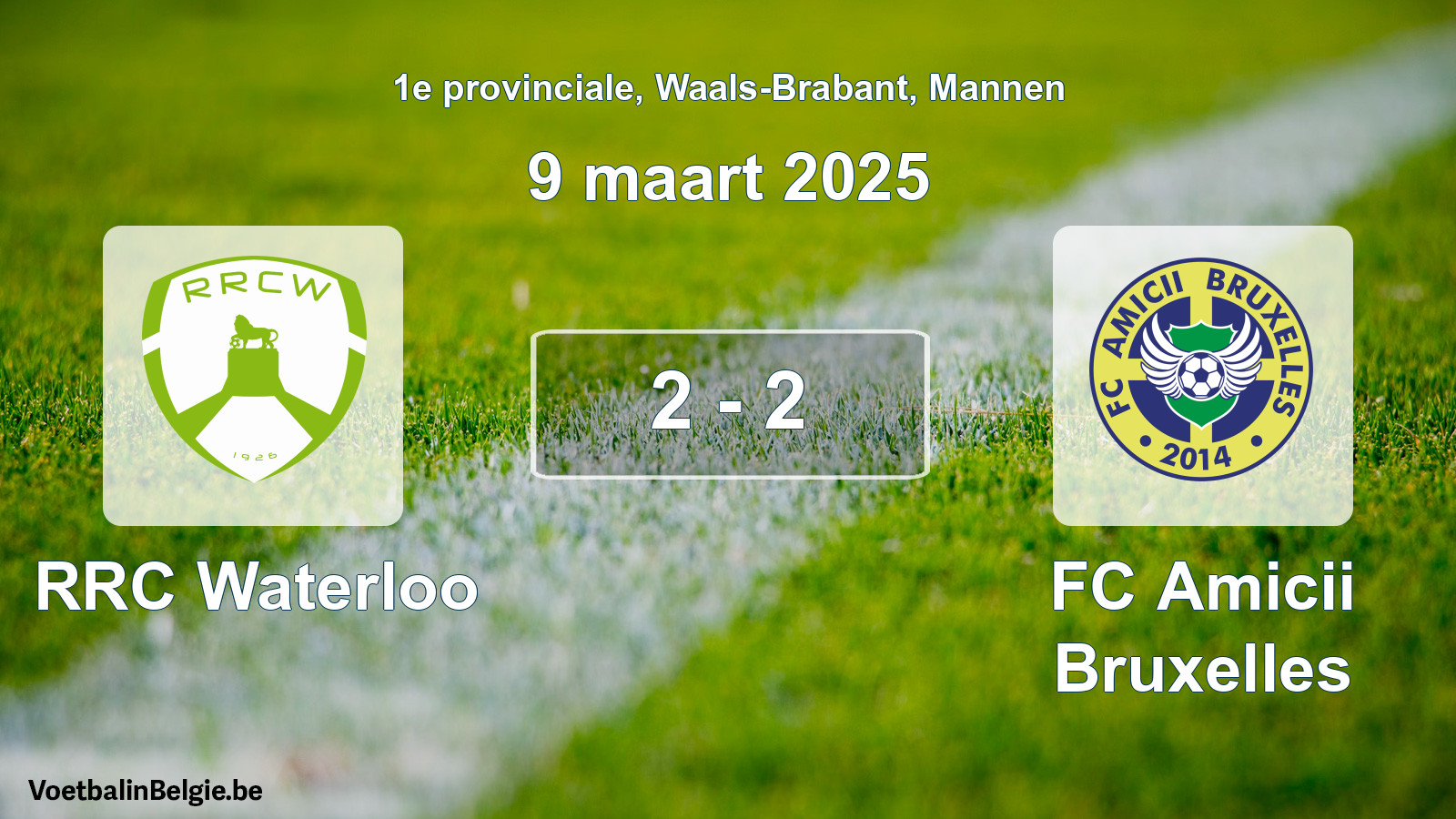 Gespeelde wedstrijd mannenvoetbal: RRC Waterloo - FC Amicii Bruxelles 2 - 2 (9 maart 2025)
