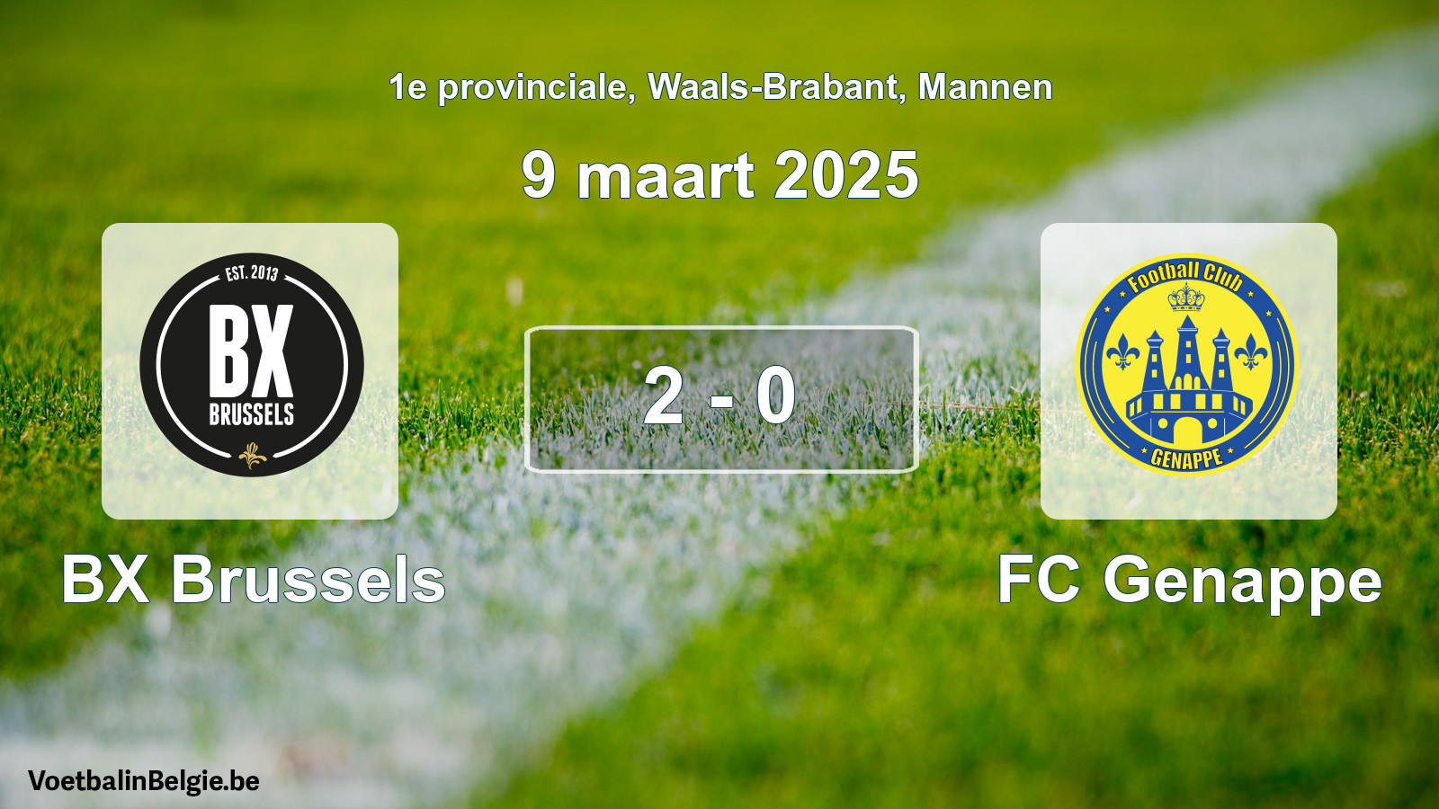 Gespeelde wedstrijd mannenvoetbal: BX Brussels - FC Genappe 2 - 0 (9 maart 2025)