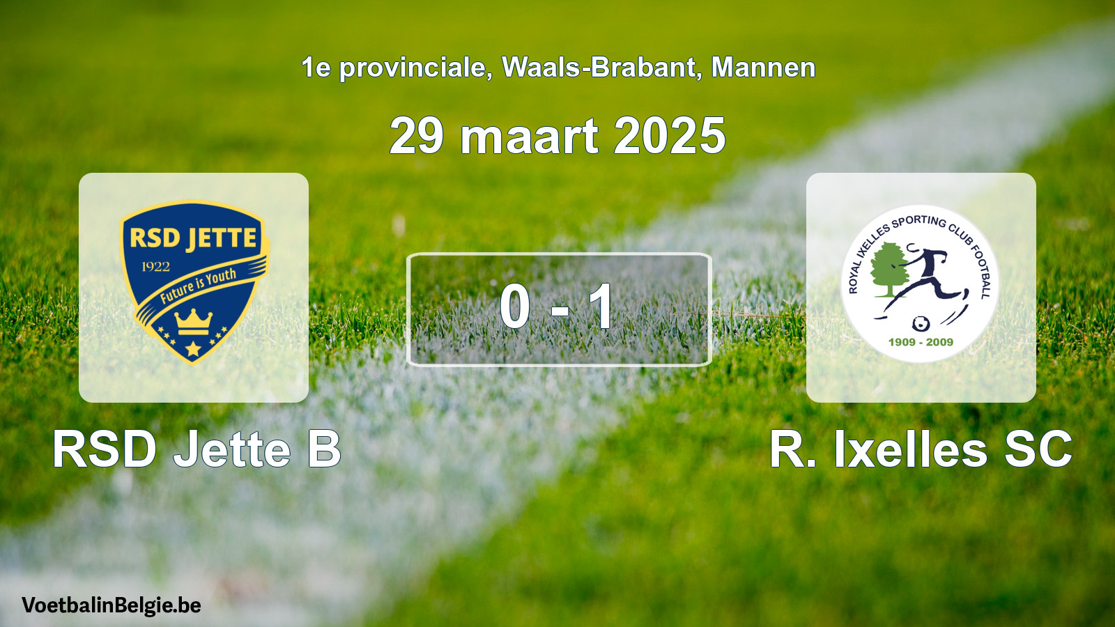 Gespeelde wedstrijd mannenvoetbal: RSD Jette B - R. Ixelles SC 0 - 1 (29 maart 2025)