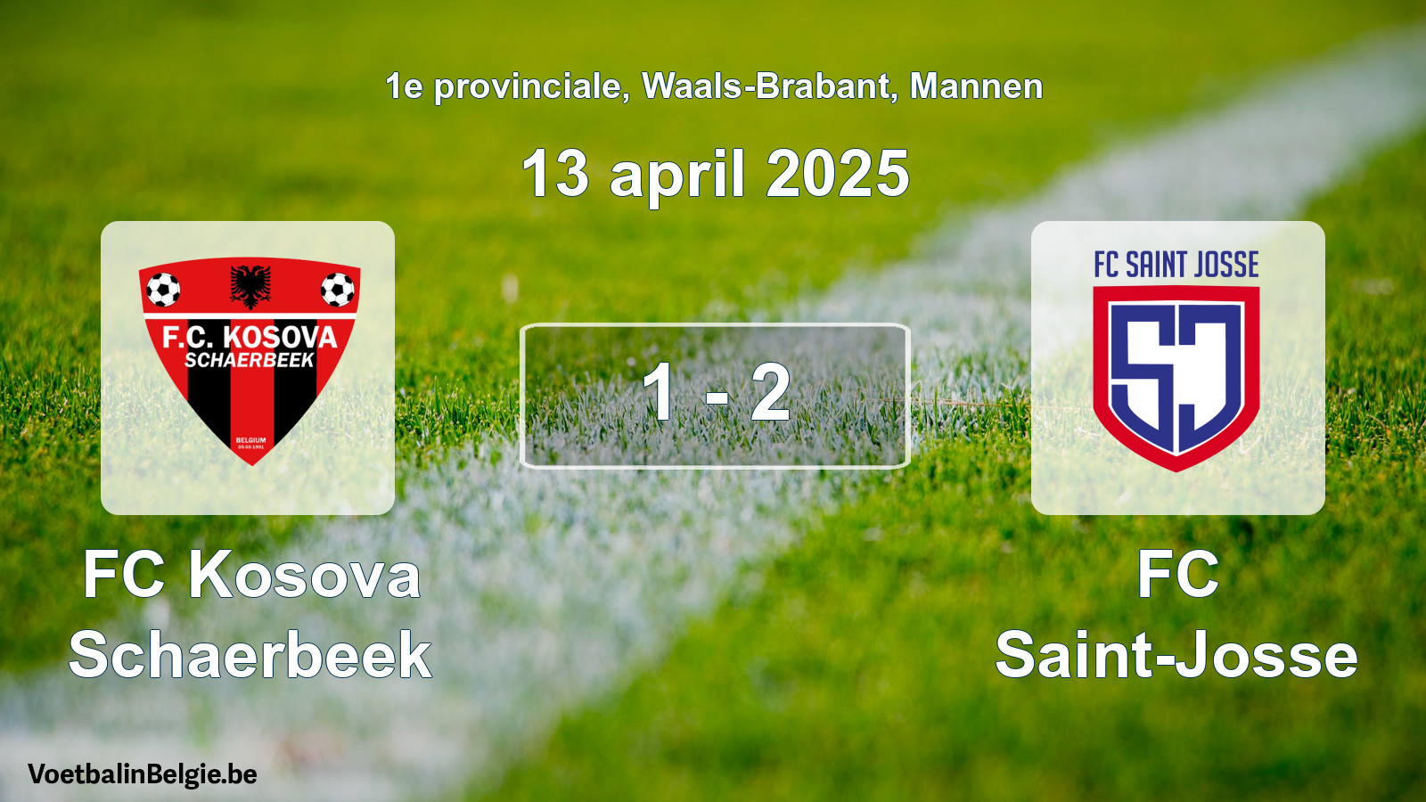 Gespeelde wedstrijd mannenvoetbal: FC Kosova Schaerbeek - FC Saint-Josse 1 - 2 (13 april 2025)
