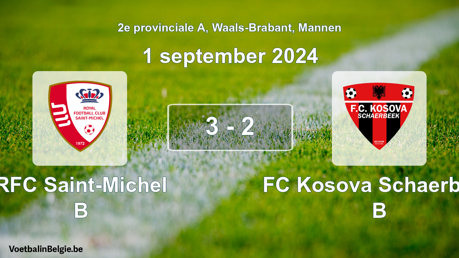 Gespeelde wedstrijd mannenvoetbal: RFC Saint-Michel B - FC Kosova Schaerbeek B 3 - 2 (1 september 2024)