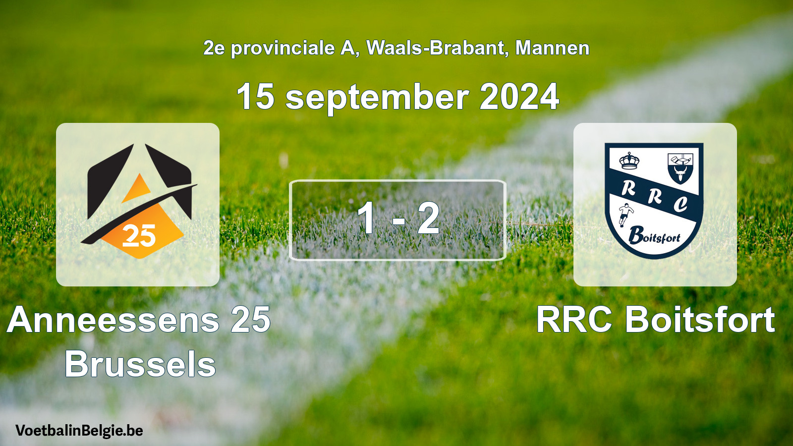 Gespeelde wedstrijd mannenvoetbal: Anneessens 25 Brussels - RRC Boitsfort 1 - 2 (15 september 2024)