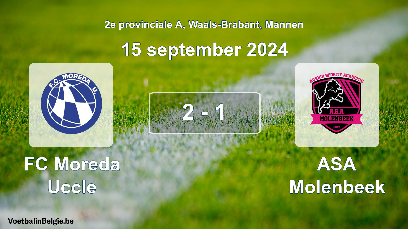Gespeelde wedstrijd mannenvoetbal: FC Moreda Uccle - ASA Molenbeek 2 - 1 (15 september 2024)