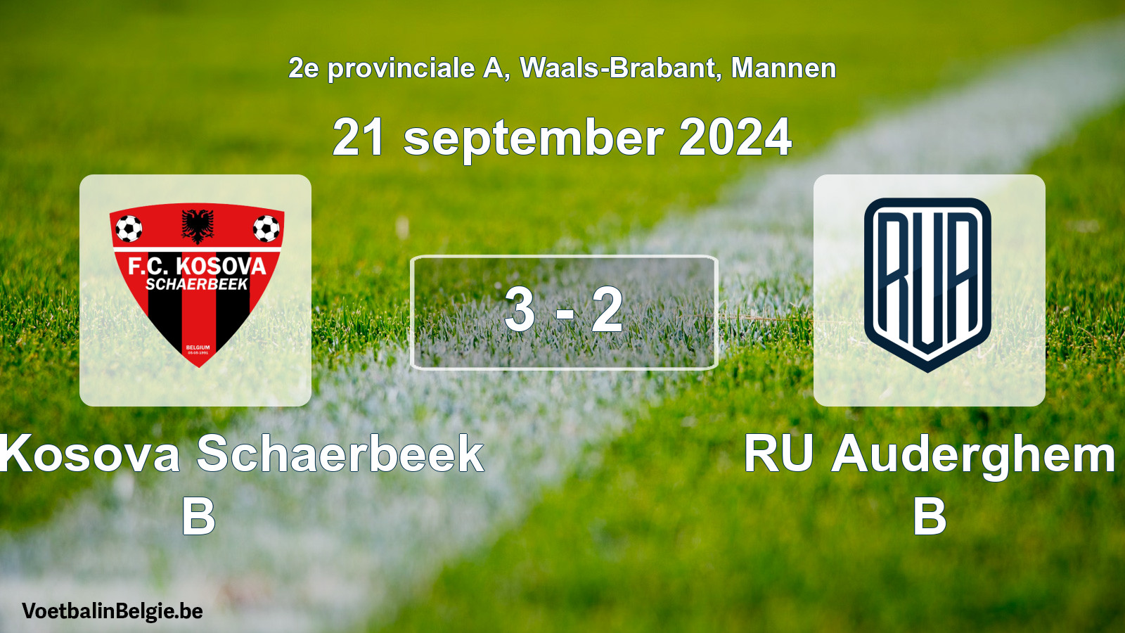 Gespeelde wedstrijd mannenvoetbal: FC Kosova Schaerbeek B - RU Auderghem B 3 - 2 (21 september 2024)