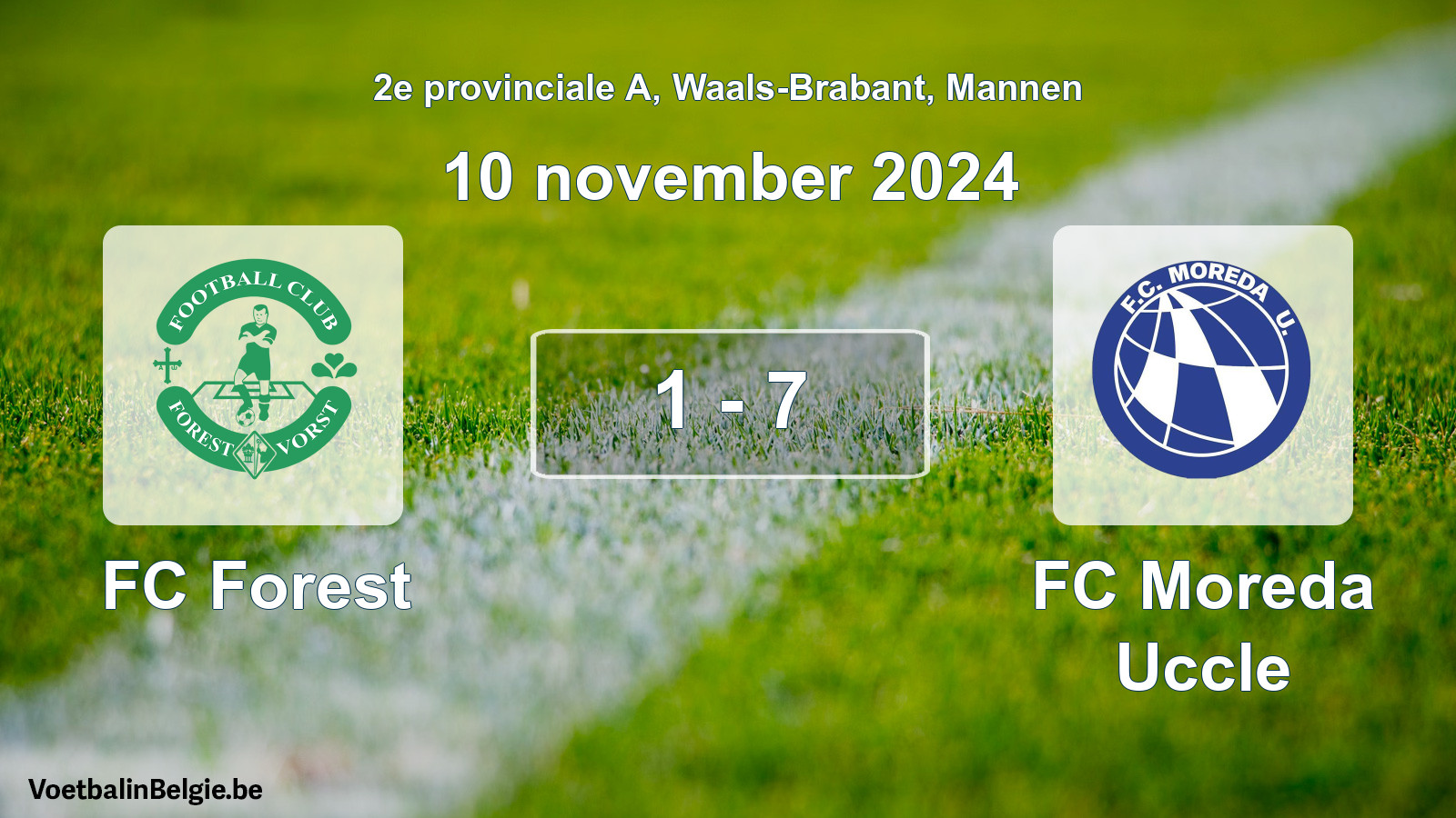 Gespeelde wedstrijd mannenvoetbal: FC Forest - FC Moreda Uccle 1 - 7 (10 november 2024)