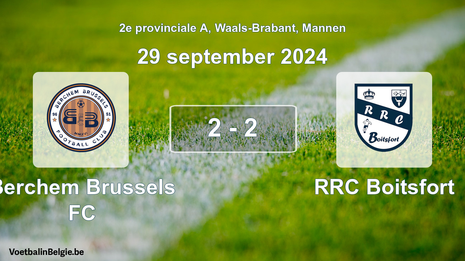 Gespeelde wedstrijd mannenvoetbal: Berchem Brussels FC - RRC Boitsfort 2 - 2 (29 september 2024)