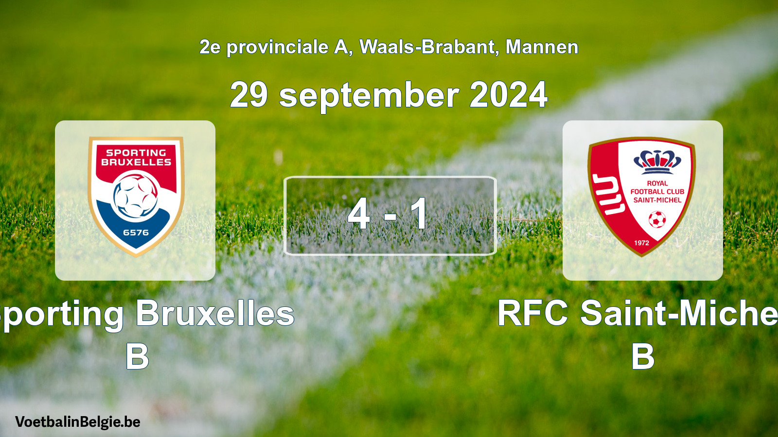 Gespeelde wedstrijd mannenvoetbal: Sporting Bruxelles B - RFC Saint-Michel B 4 - 1 (29 september 2024)