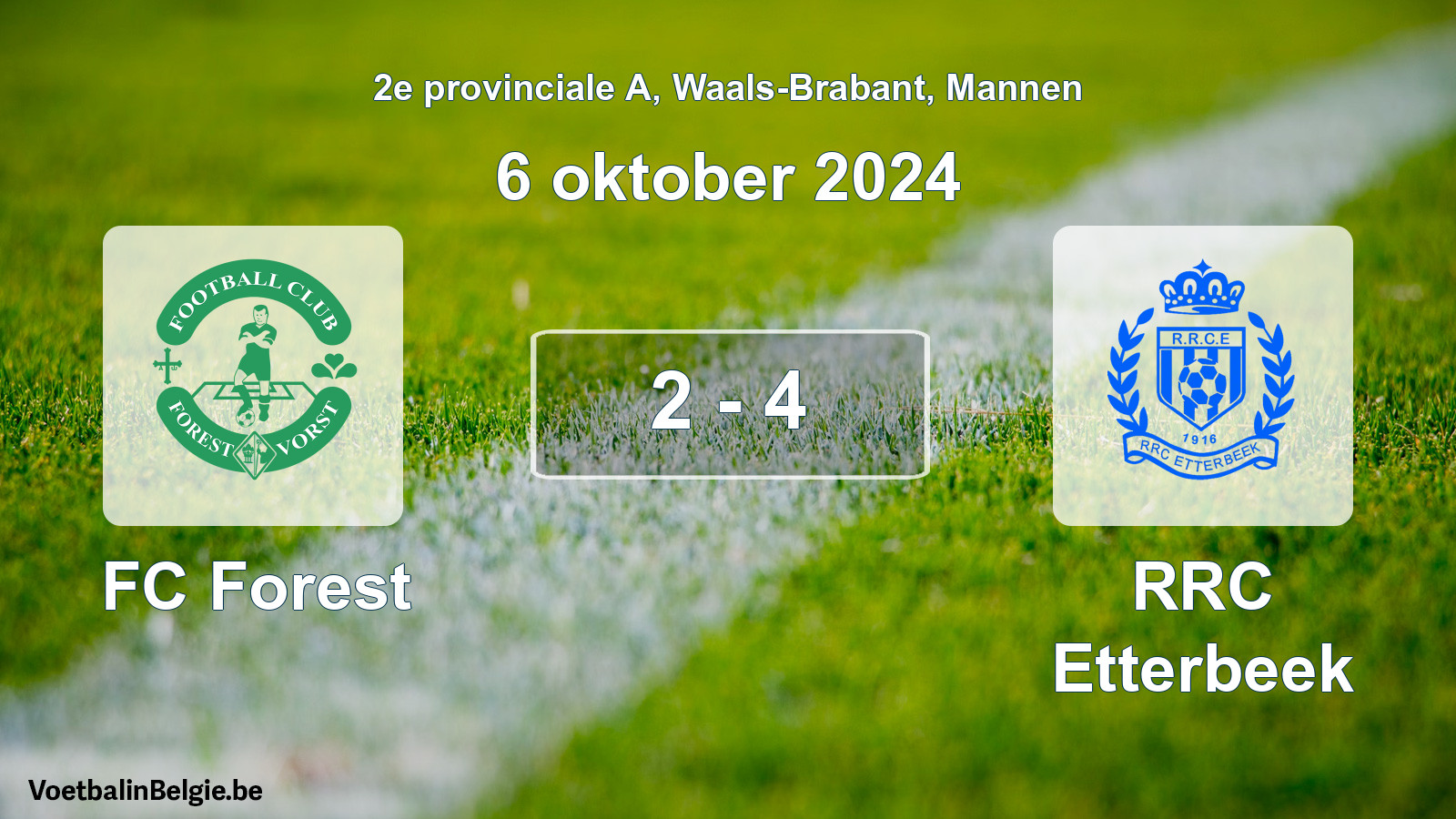 Gespeelde wedstrijd mannenvoetbal: FC Forest - RRC Etterbeek 2 - 4 (6 oktober 2024)