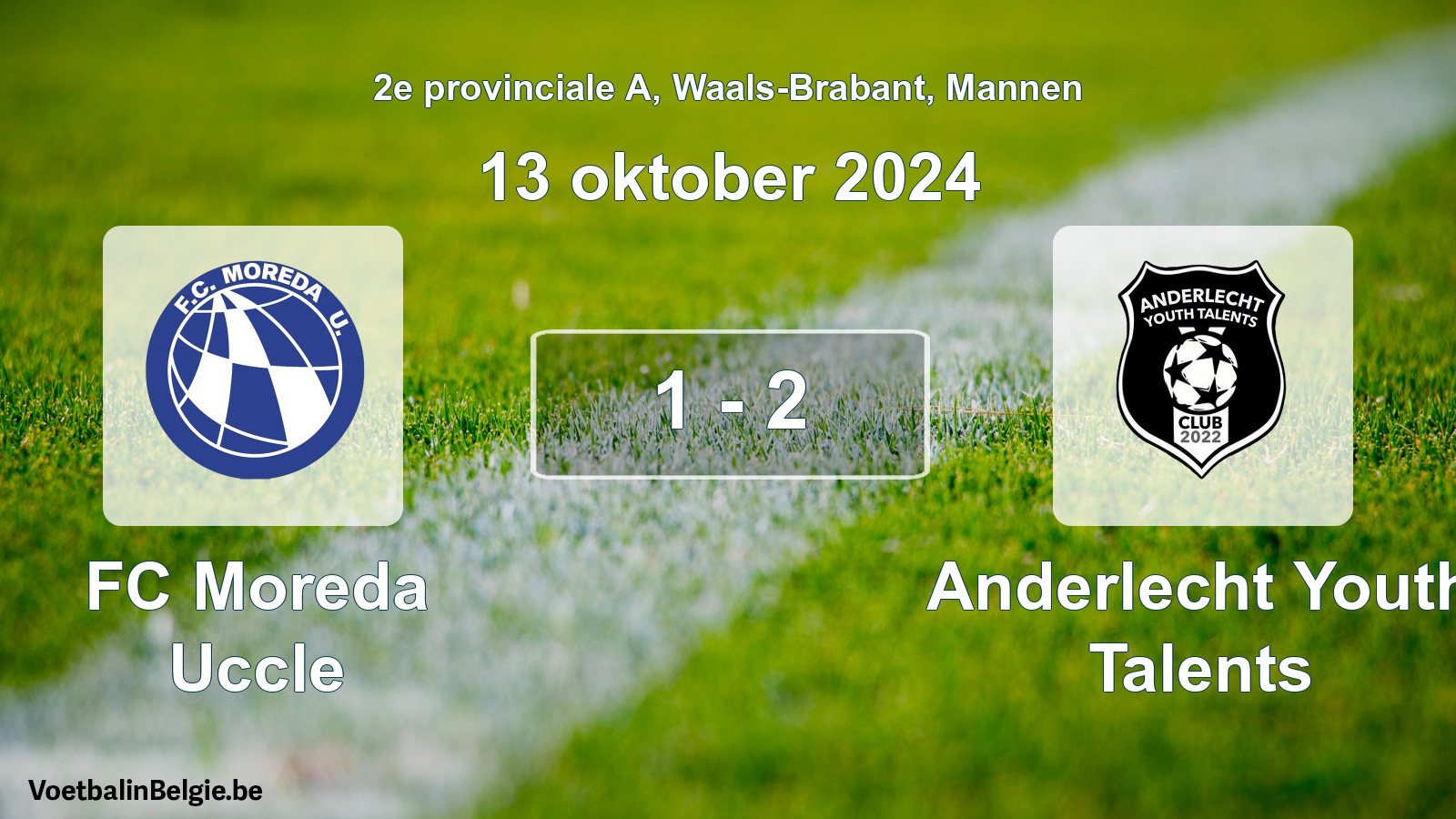 Gespeelde wedstrijd mannenvoetbal: FC Moreda Uccle - Anderlecht Youth Talents 1 - 2 (13 oktober 2024)