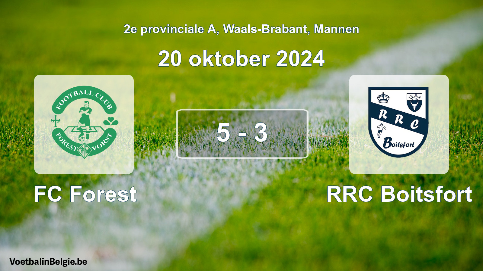 Gespeelde wedstrijd mannenvoetbal: FC Forest - RRC Boitsfort 5 - 3 (20 oktober 2024)