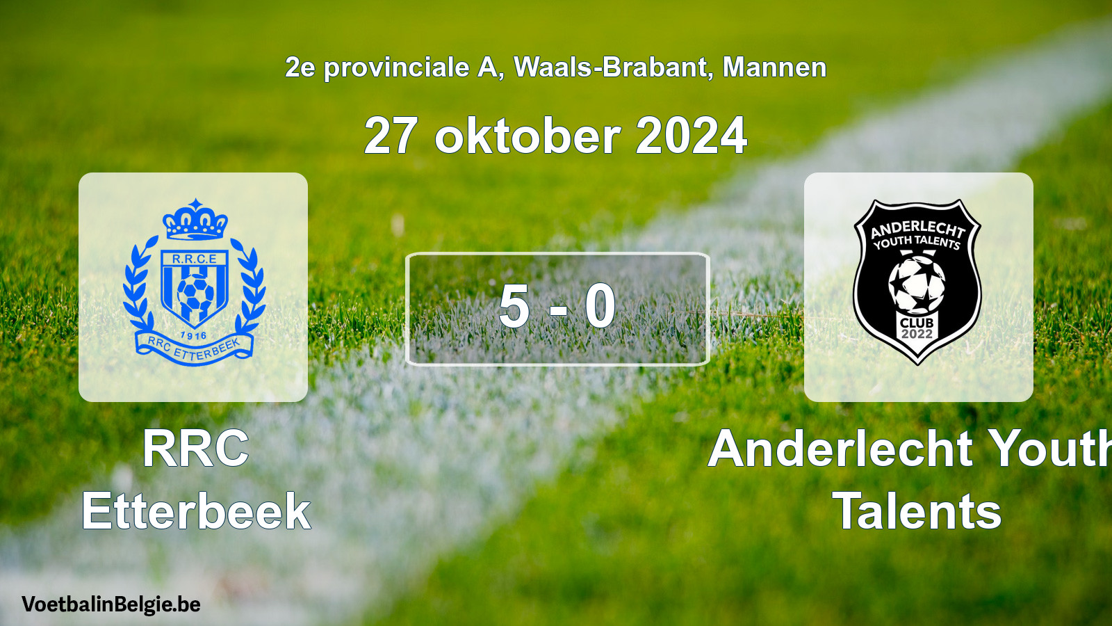 Gespeelde wedstrijd mannenvoetbal: RRC Etterbeek - Anderlecht Youth Talents 5 - 0 (27 oktober 2024)