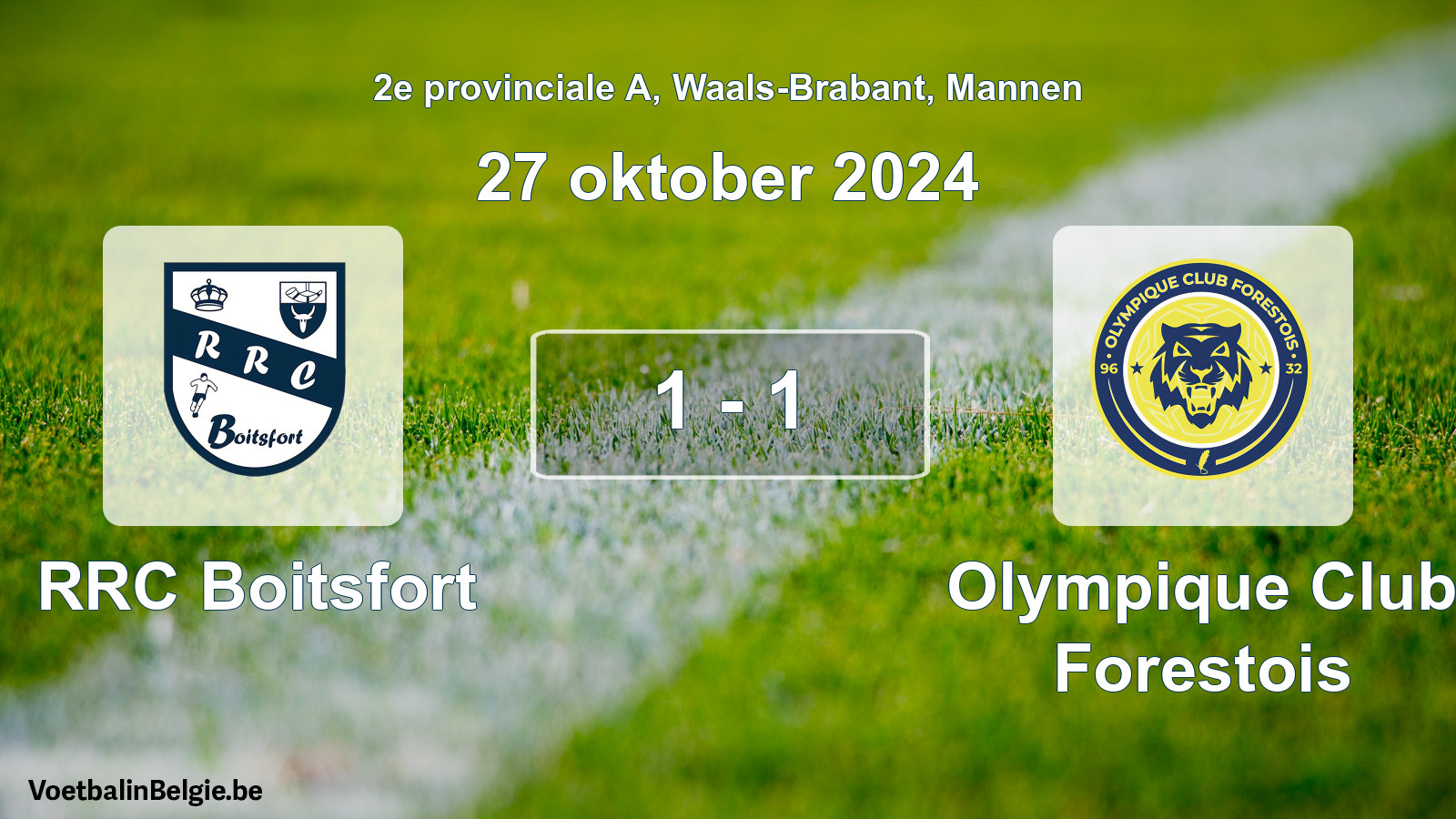 Gespeelde wedstrijd mannenvoetbal: RRC Boitsfort - Olympique Club Forestois 1 - 1 (27 oktober 2024)