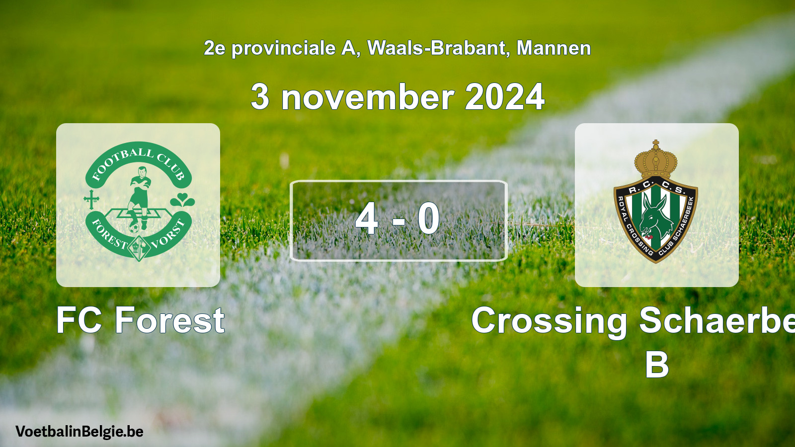 Gespeelde wedstrijd mannenvoetbal: FC Forest - Crossing Schaerbeek B 4 - 0 (3 november 2024)
