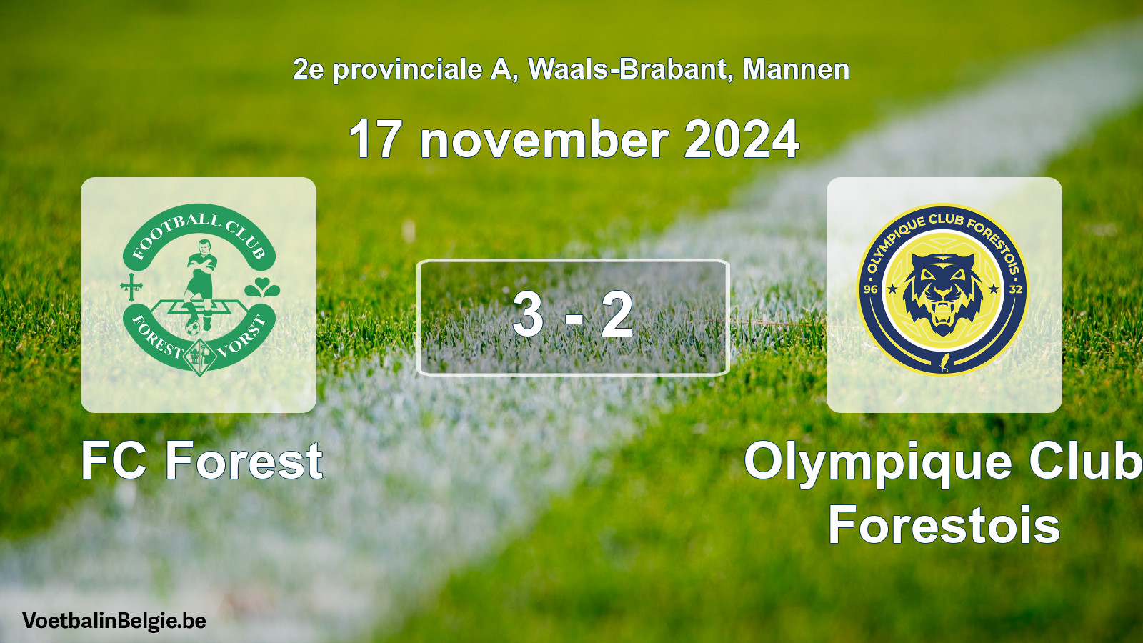 Gespeelde wedstrijd mannenvoetbal: FC Forest - Olympique Club Forestois 3 - 2 (17 november 2024)