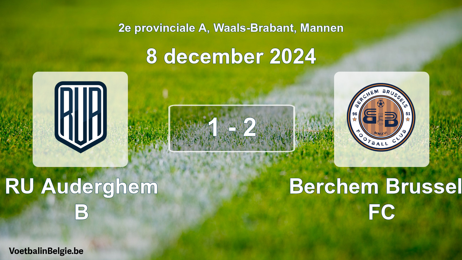 Gespeelde wedstrijd mannenvoetbal: RU Auderghem B - Berchem Brussels FC 1 - 2 (8 december 2024)
