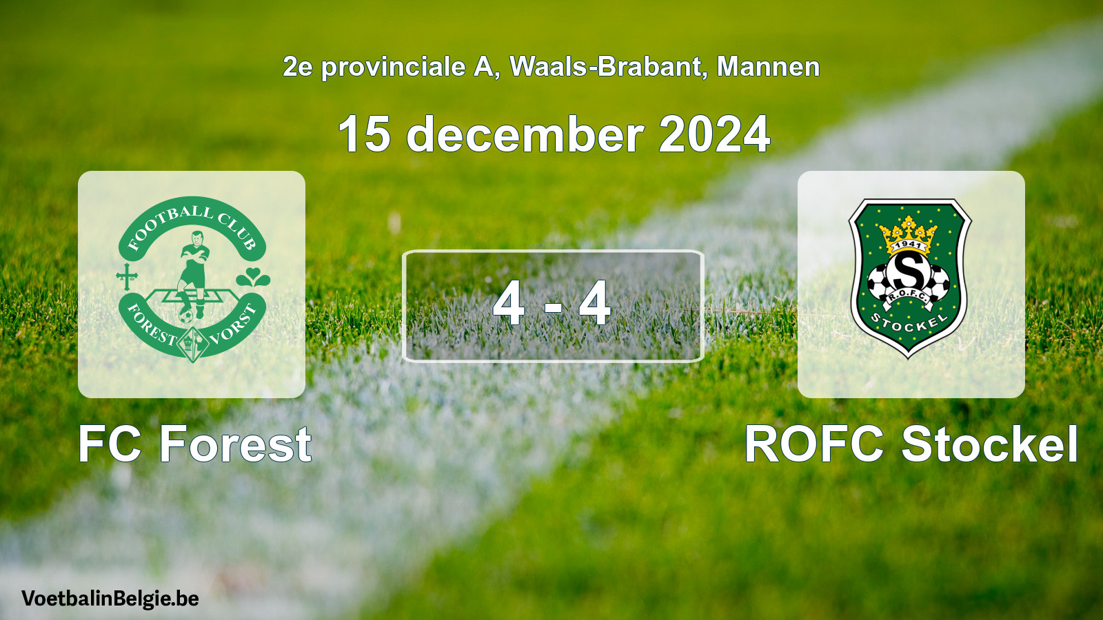 Gespeelde wedstrijd mannenvoetbal: FC Forest - ROFC Stockel 4 - 4 (15 december 2024)