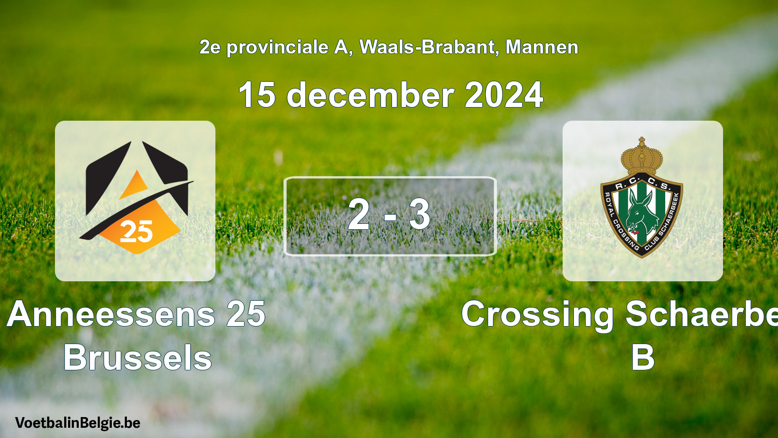 Gespeelde wedstrijd mannenvoetbal: Anneessens 25 Brussels - Crossing Schaerbeek B 2 - 3 (15 december 2024)