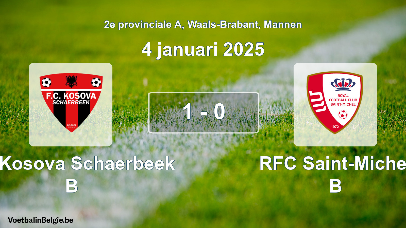 Gespeelde wedstrijd mannenvoetbal: FC Kosova Schaerbeek B - RFC Saint-Michel B 1 - 0 (4 januari 2025)