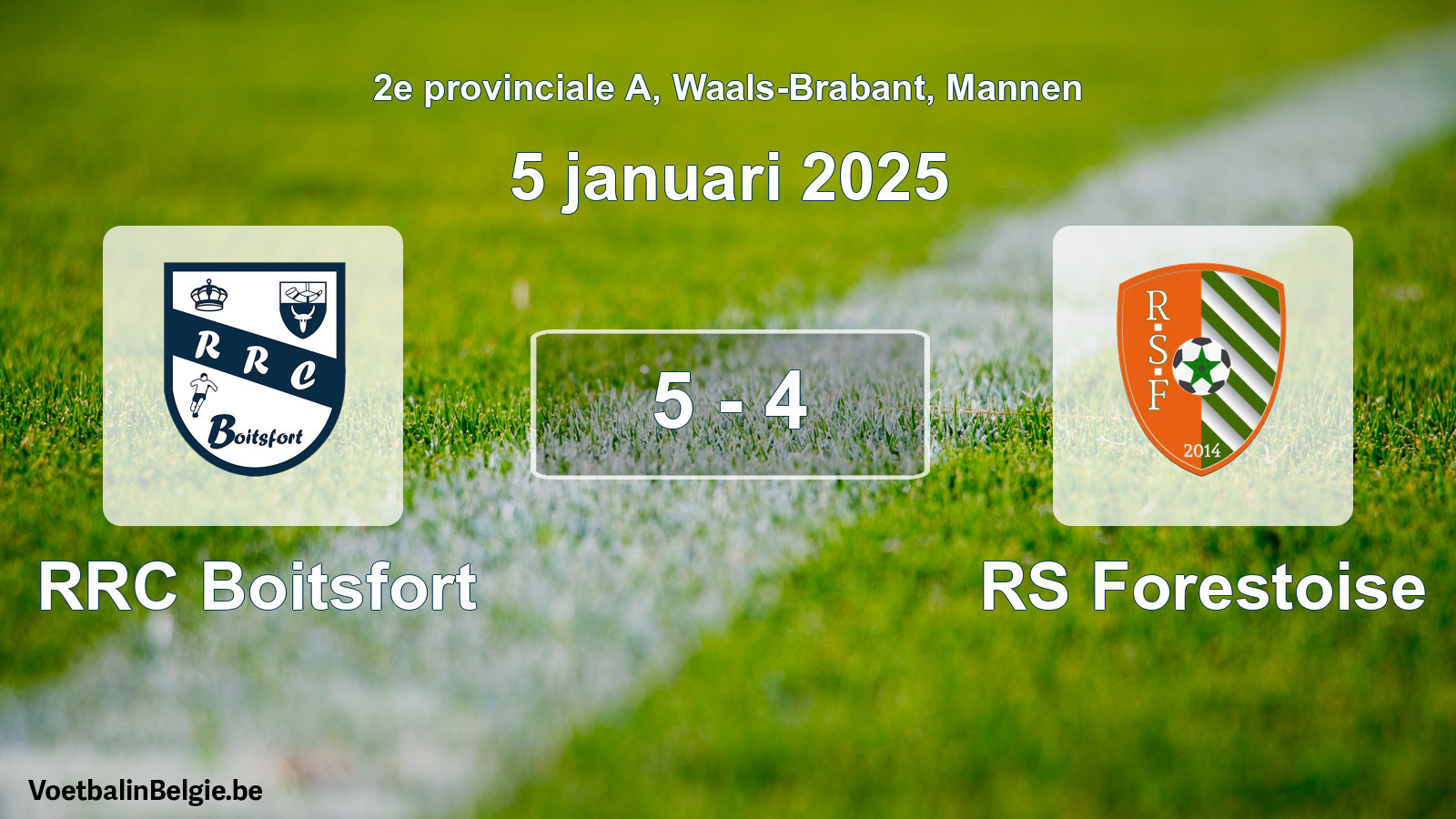 Gespeelde wedstrijd mannenvoetbal: RRC Boitsfort - RS Forestoise 5 - 4 (5 januari 2025)