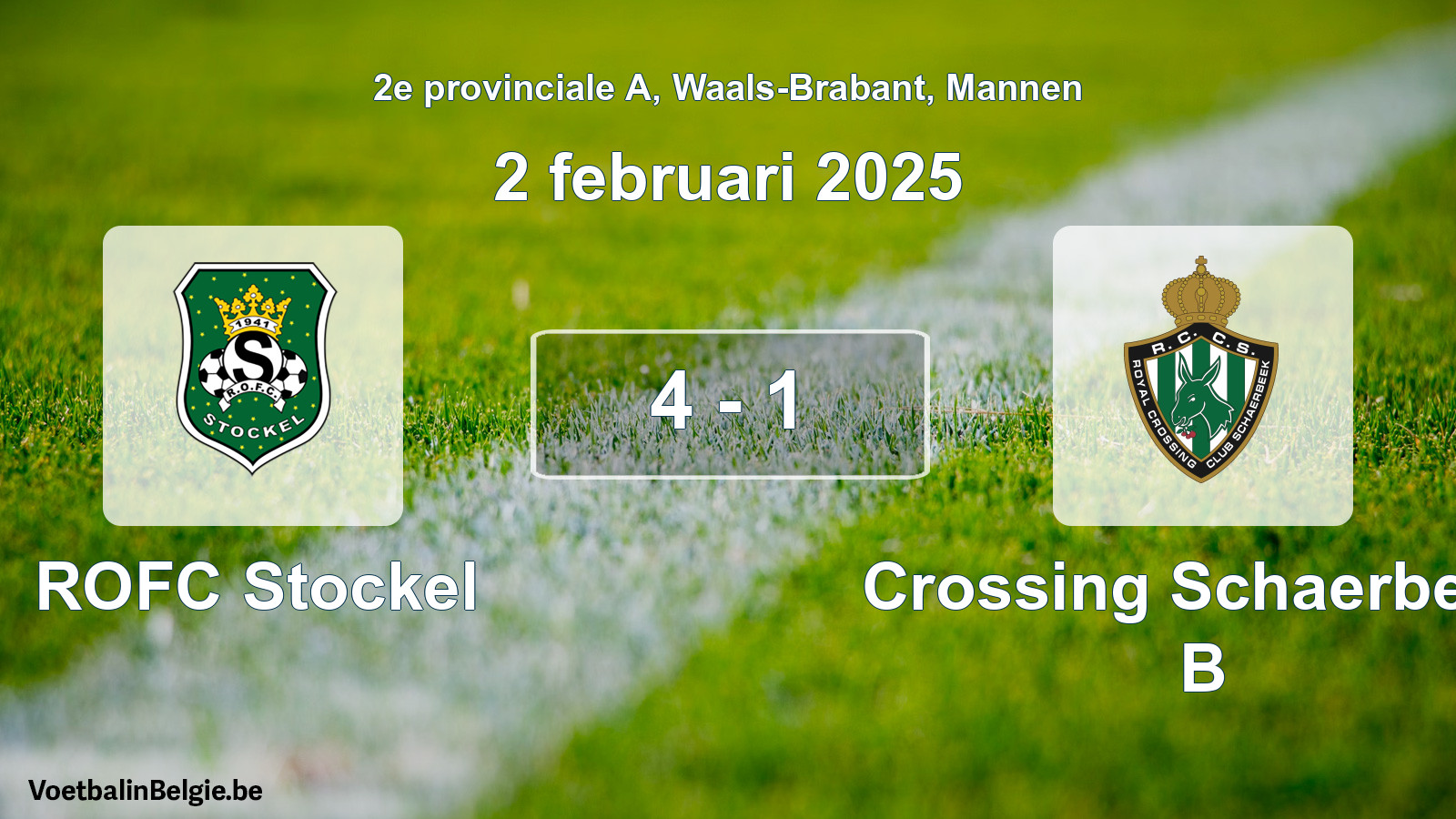 Gespeelde wedstrijd mannenvoetbal: ROFC Stockel - Crossing Schaerbeek B 4 - 1 (2 februari 2025)
