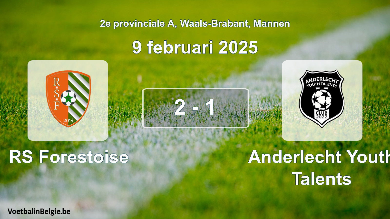 Gespeelde wedstrijd mannenvoetbal: RS Forestoise - Anderlecht Youth Talents 2 - 1 (9 februari 2025)