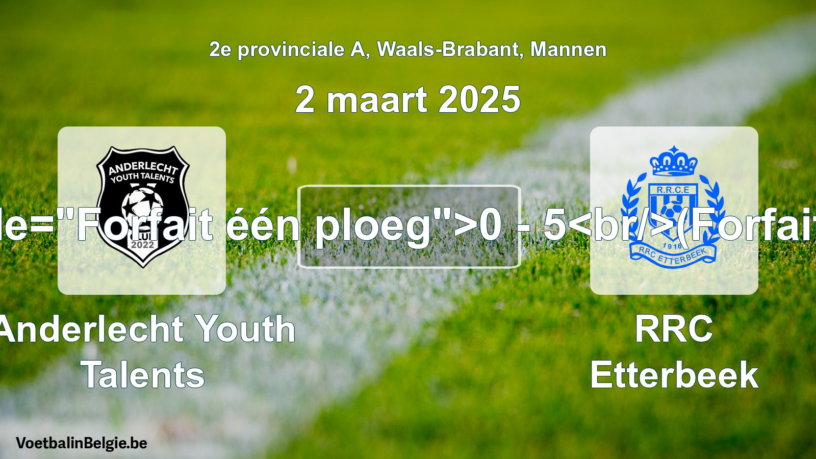 Forfait gegeven: Anderlecht Youth Talents - RRC Etterbeek 0 - 5 (2 maart 2025)