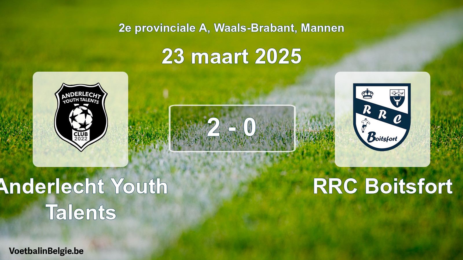 Gespeelde wedstrijd mannenvoetbal: Anderlecht Youth Talents - RRC Boitsfort 2 - 0 (23 maart 2025)