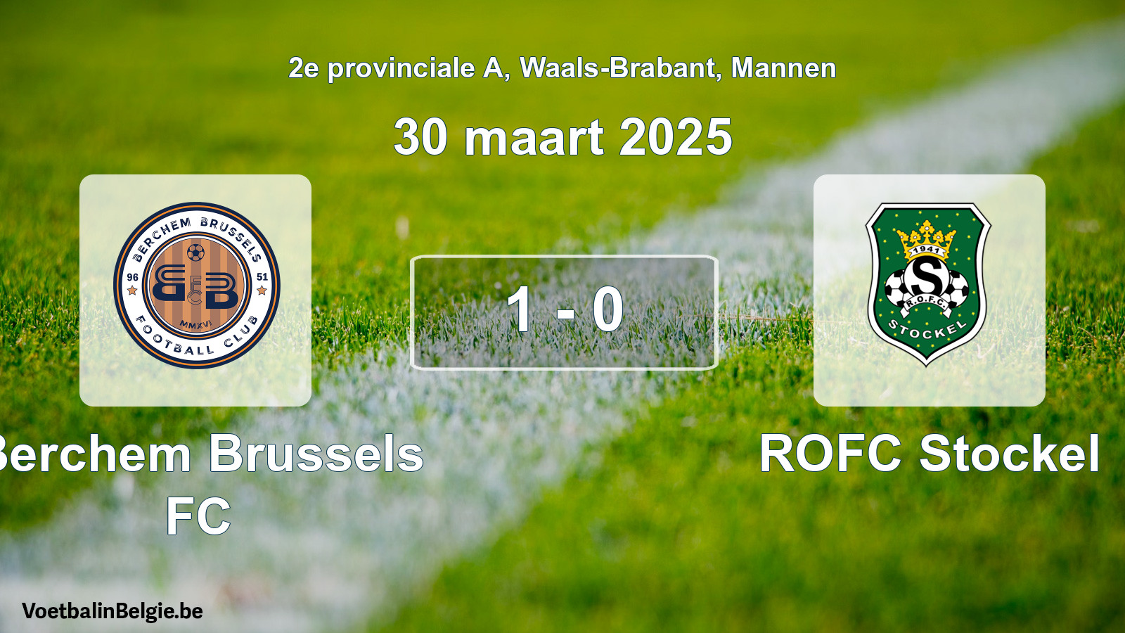Gespeelde wedstrijd mannenvoetbal: Berchem Brussels FC - ROFC Stockel 1 - 0 (30 maart 2025)