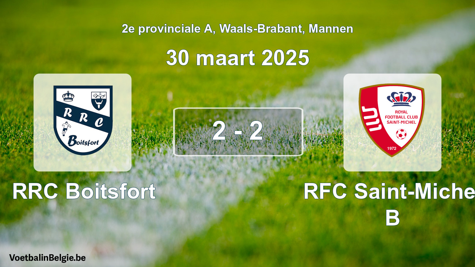 Gespeelde wedstrijd mannenvoetbal: RRC Boitsfort - RFC Saint-Michel B 2 - 2 (30 maart 2025)