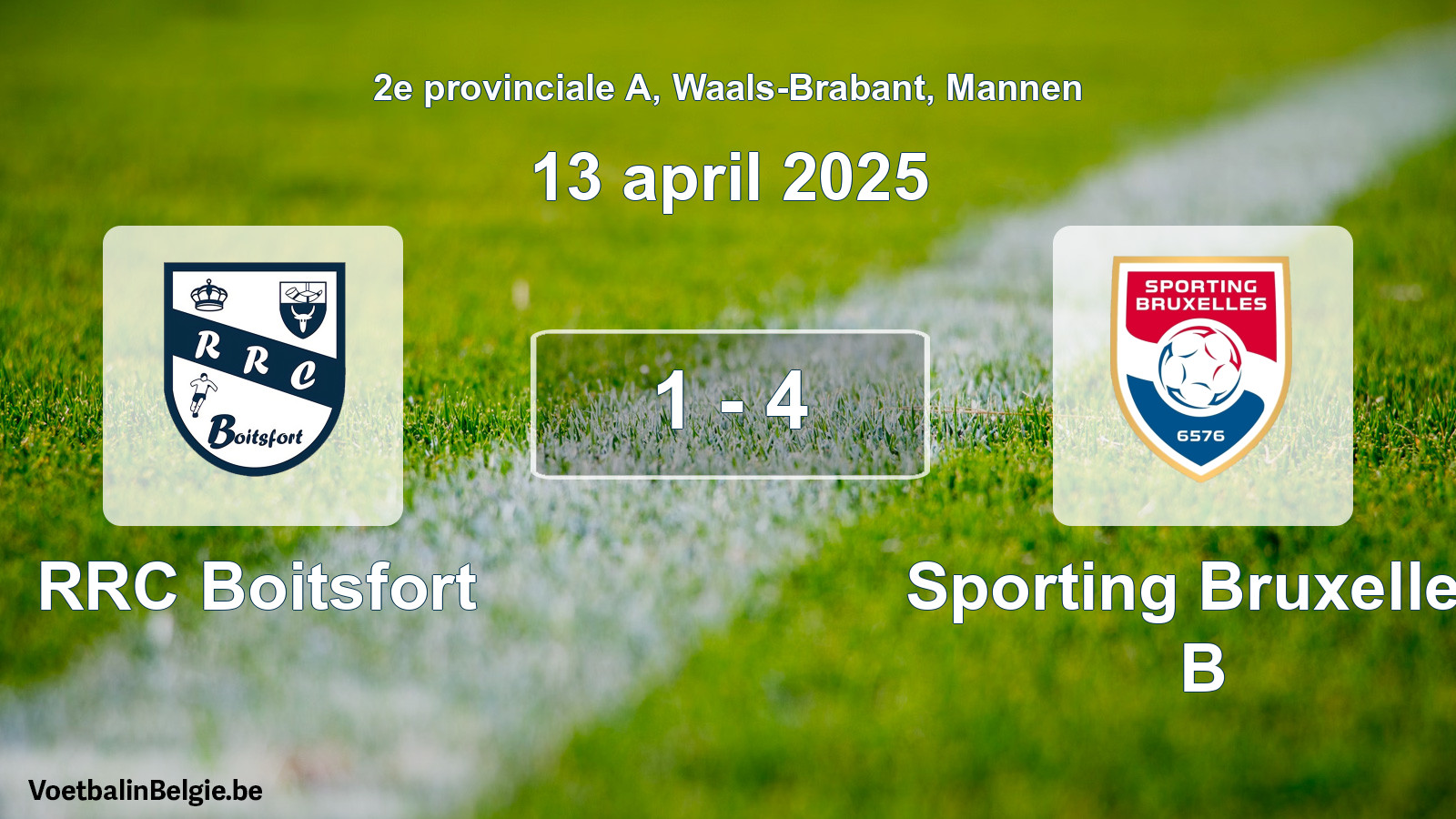 Gespeelde wedstrijd mannenvoetbal: RRC Boitsfort - Sporting Bruxelles B 1 - 4 (13 april 2025)