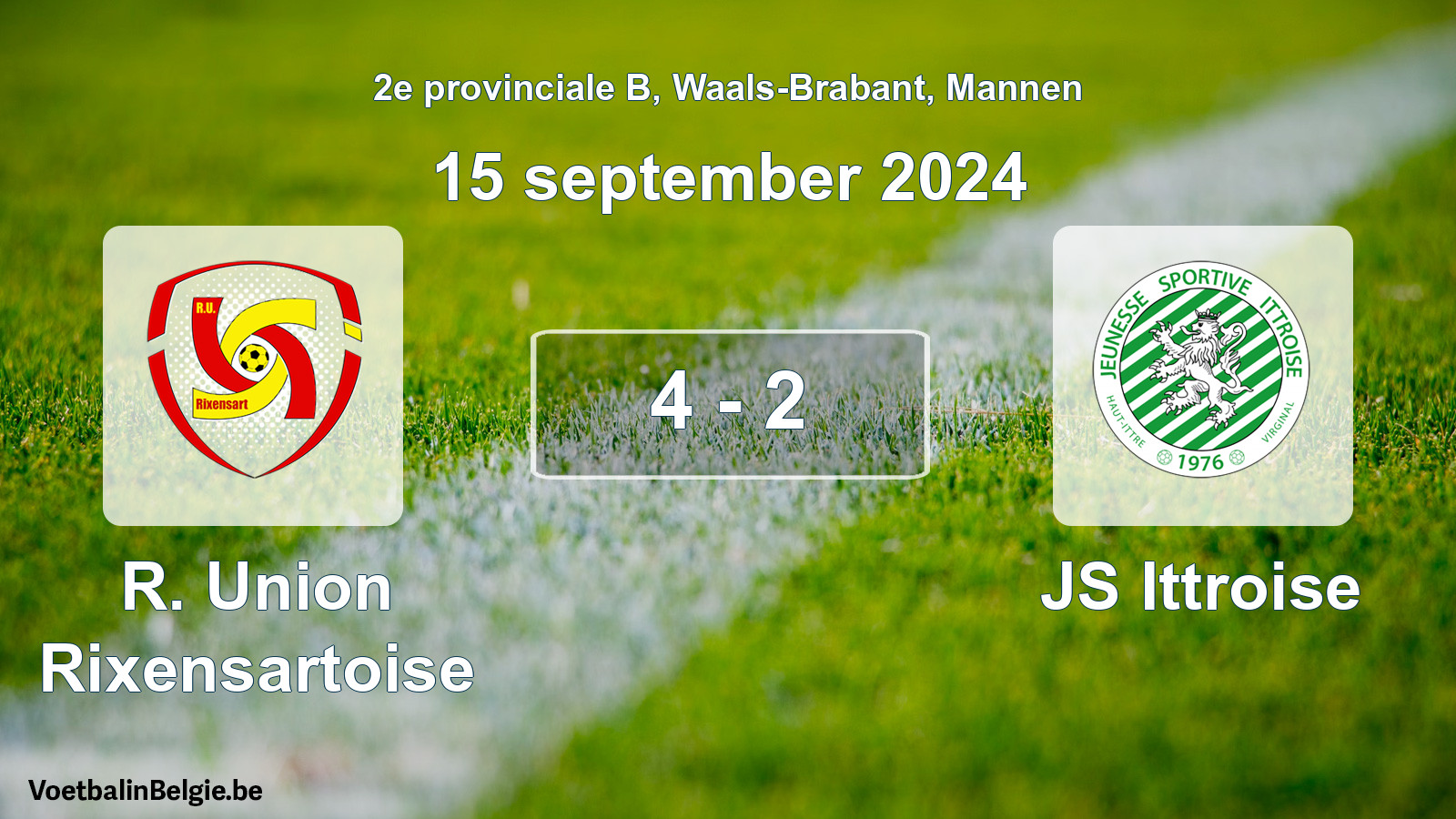 Gespeelde wedstrijd mannenvoetbal: R. Union Rixensartoise - JS Ittroise 4 - 2 (15 september 2024)