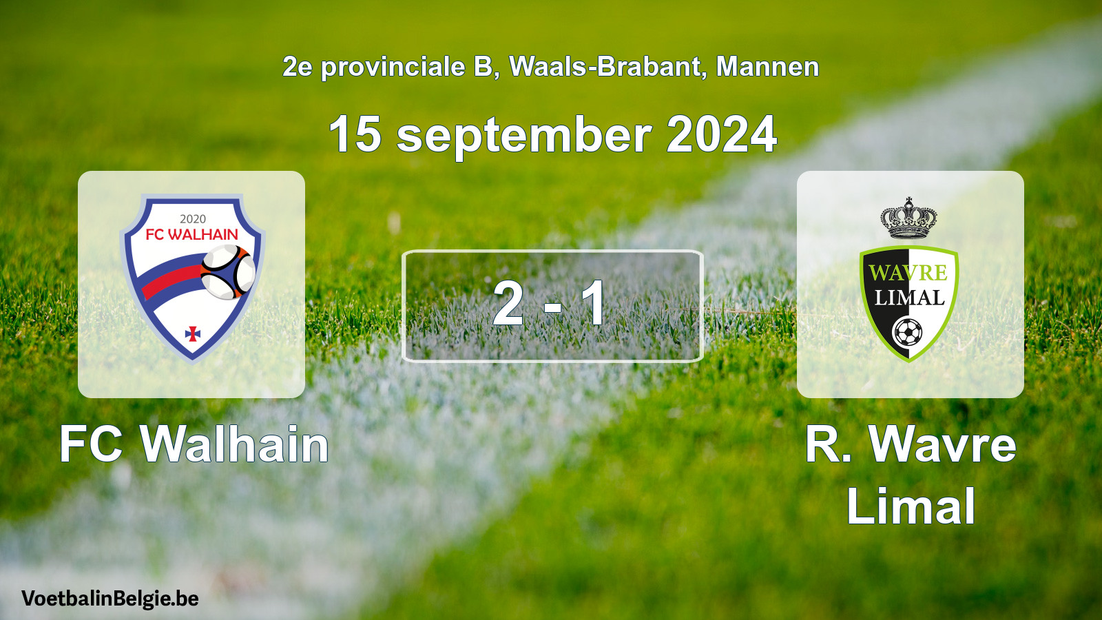 Gespeelde wedstrijd mannenvoetbal: FC Walhain - R. Wavre Limal 2 - 1 (15 september 2024)