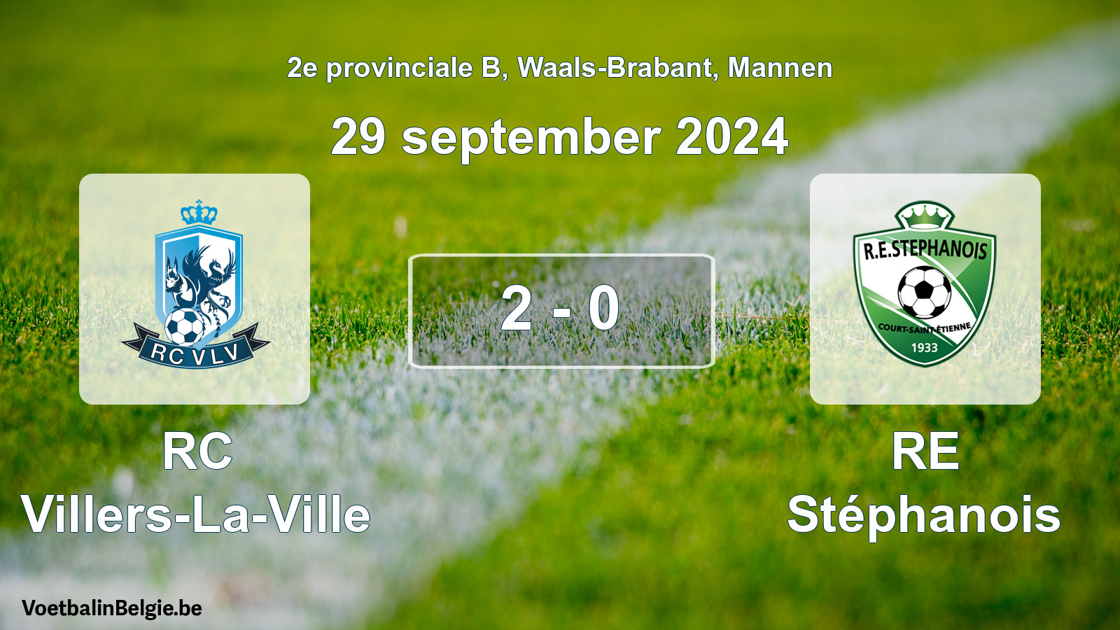 Gespeelde wedstrijd mannenvoetbal: RC Villers-La-Ville - RE Stéphanois 2 - 0 (29 september 2024)