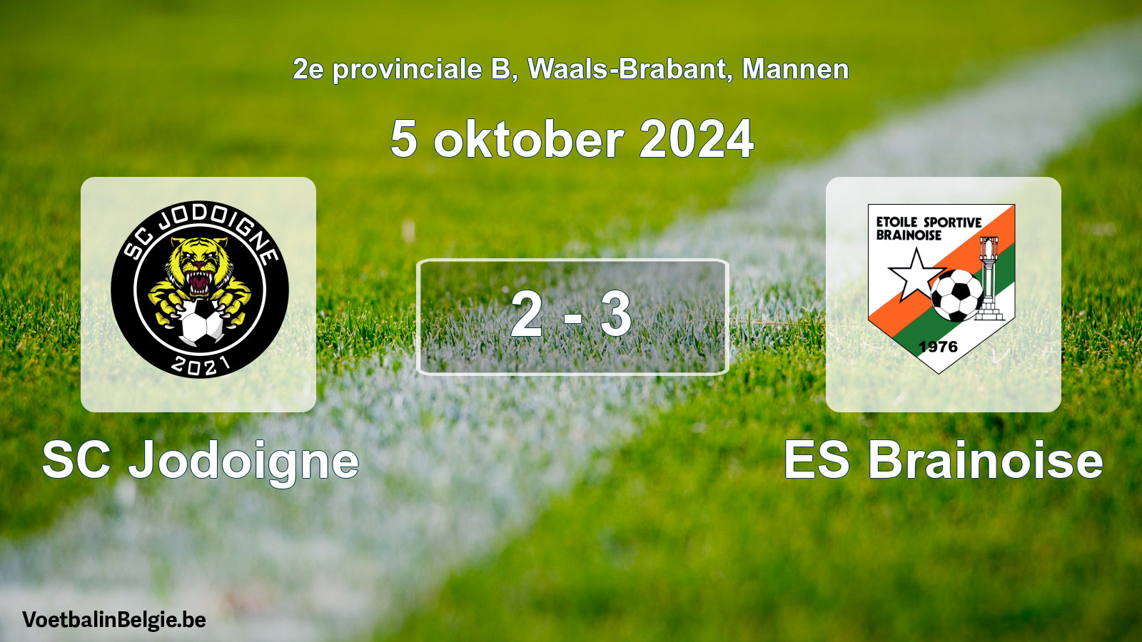 Gespeelde wedstrijd mannenvoetbal: SC Jodoigne - ES Brainoise 2 - 3 (5 oktober 2024)