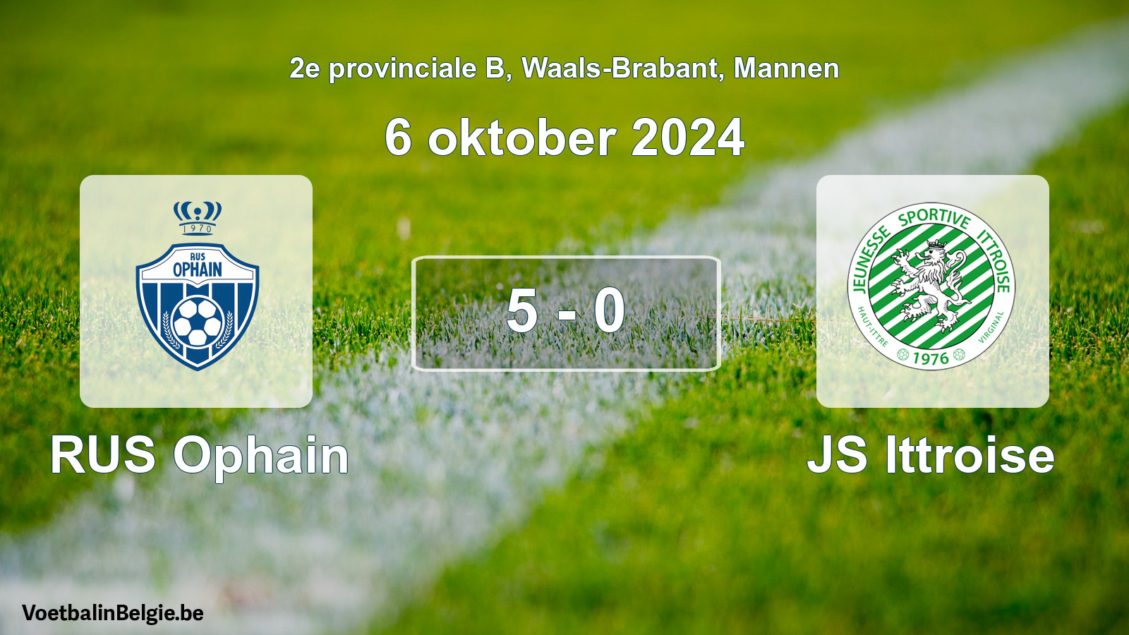 Gespeelde wedstrijd mannenvoetbal: RUS Ophain - JS Ittroise 5 - 0 (6 oktober 2024)